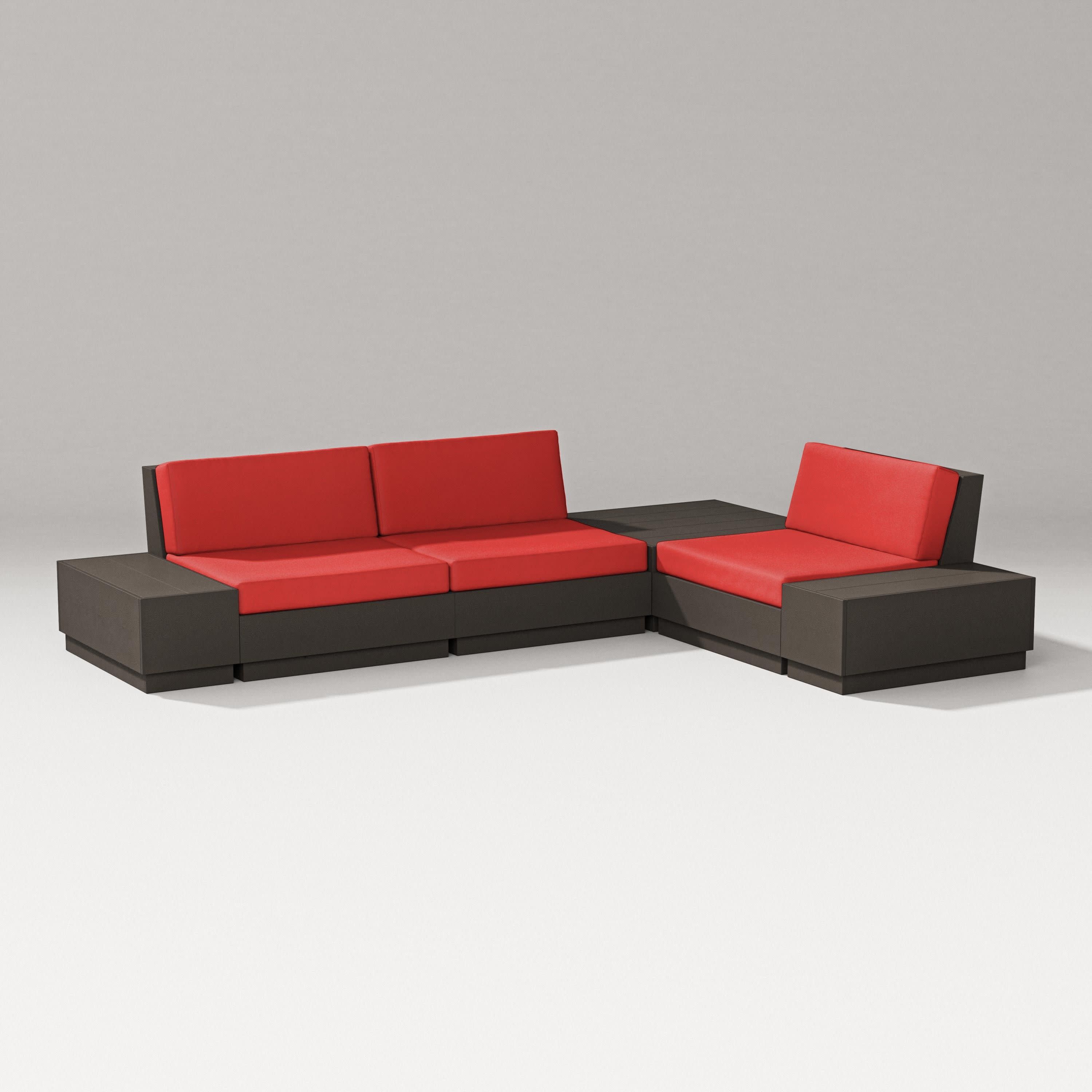 Elevate 6-Piece Corner Sectional in Vintage Coffee / Crimson Linen