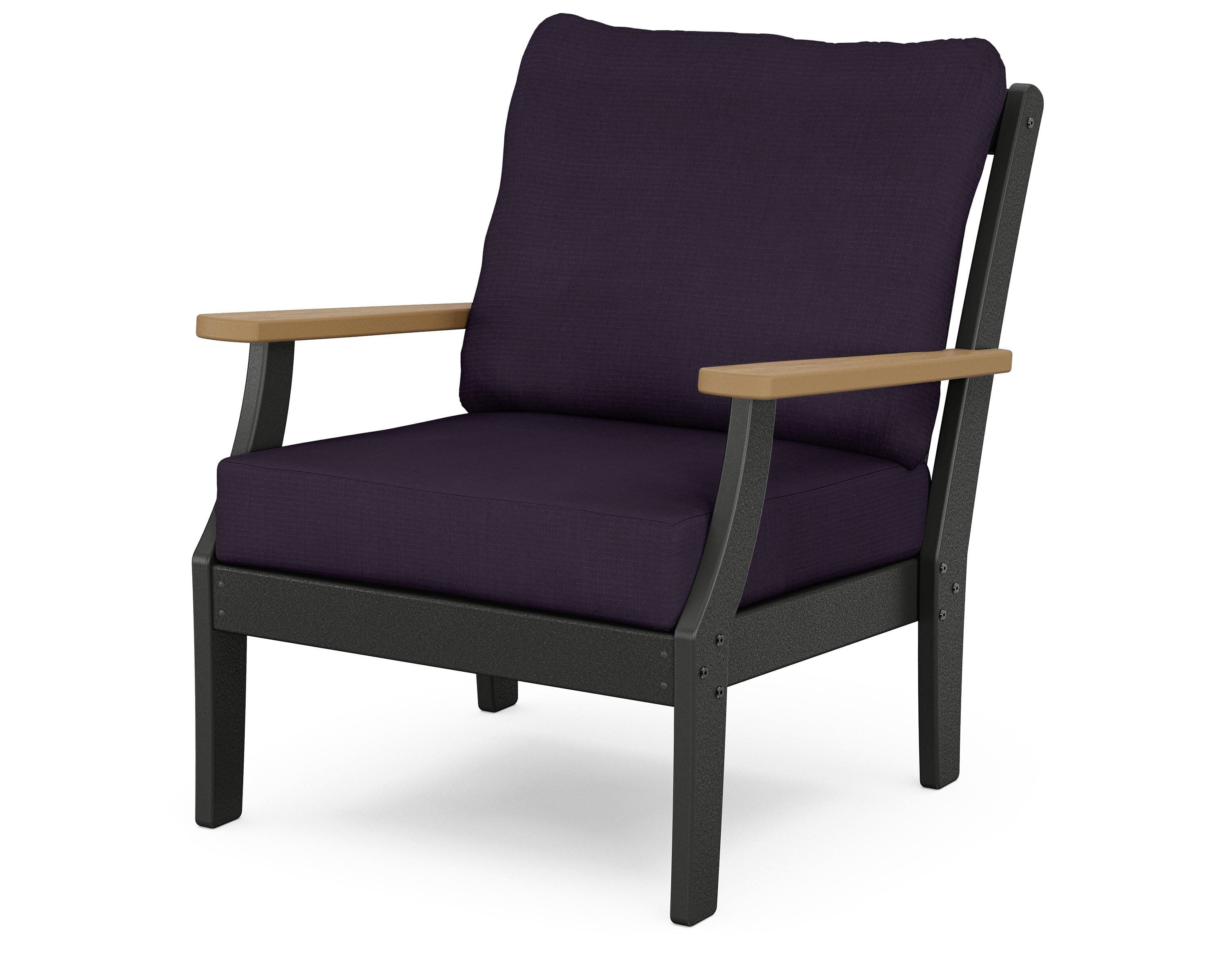 Braxton Deep Seating Chair in Black / Natural / Navy Linen