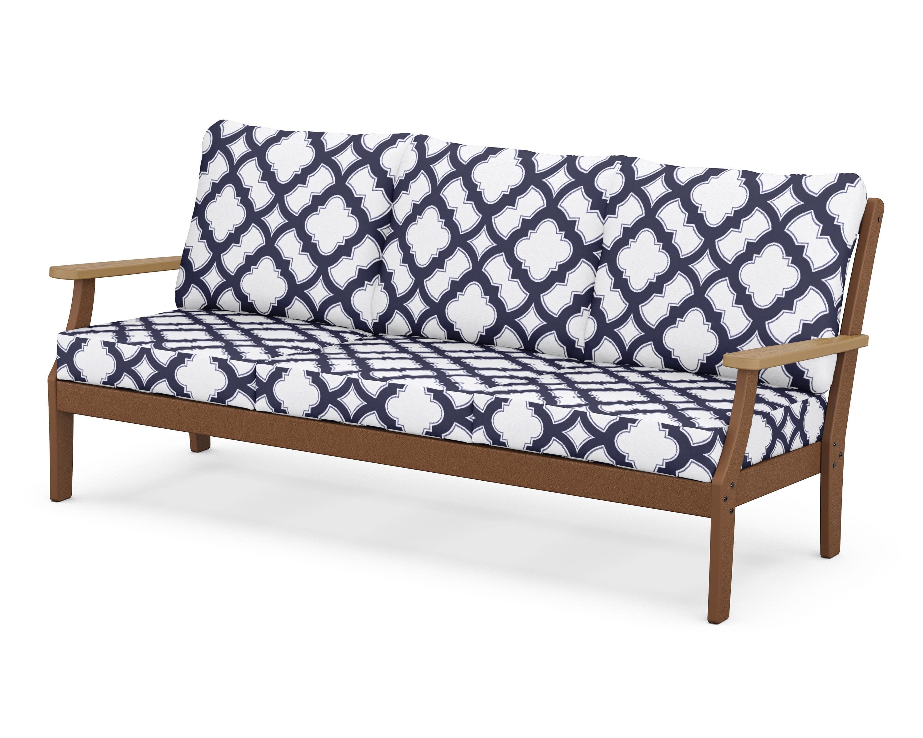 Braxton Deep Seating Sofa in Teak / Natural / Trellis Navy