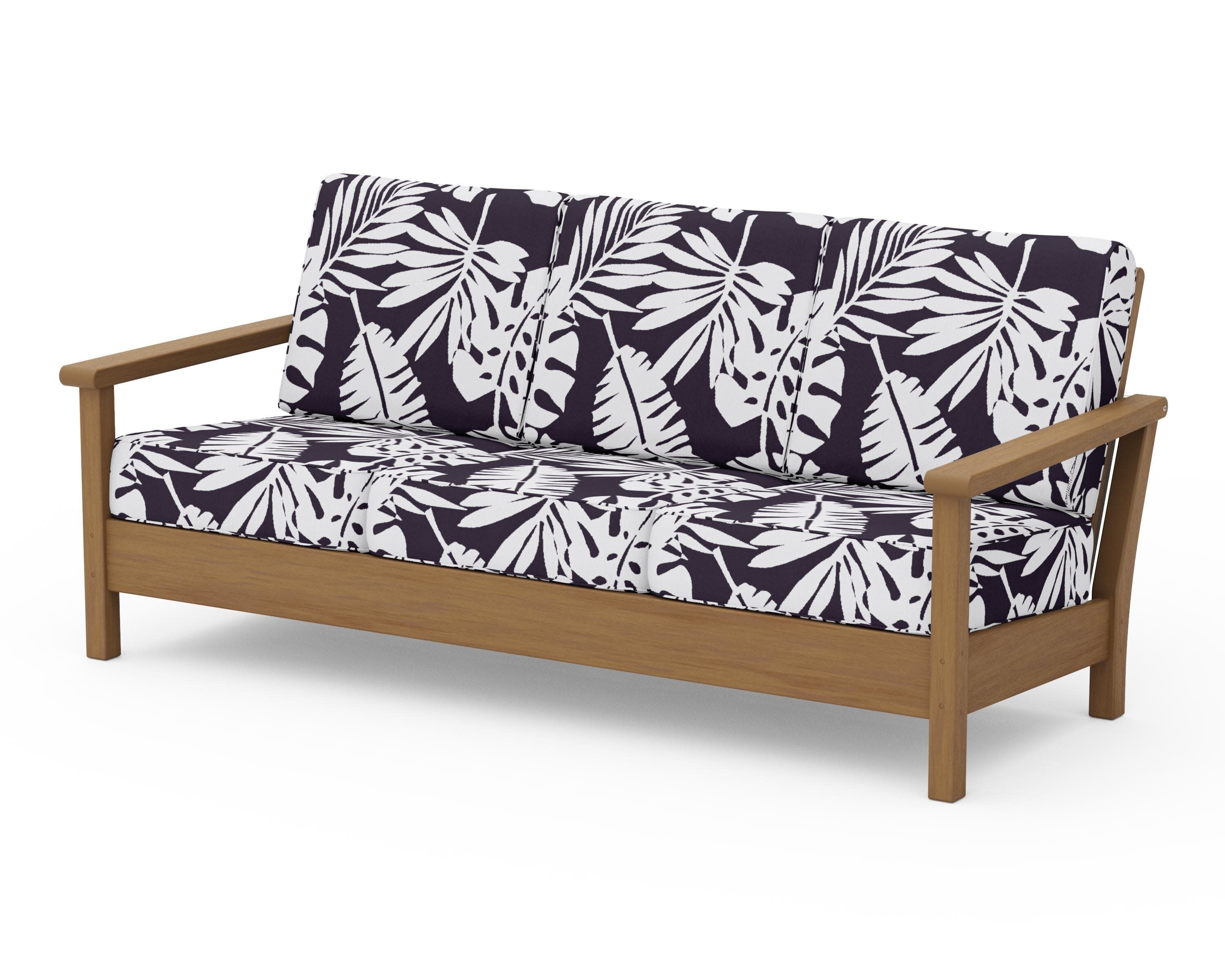 Harbour Deep Seating Sofa in Natural / Leaf Navy