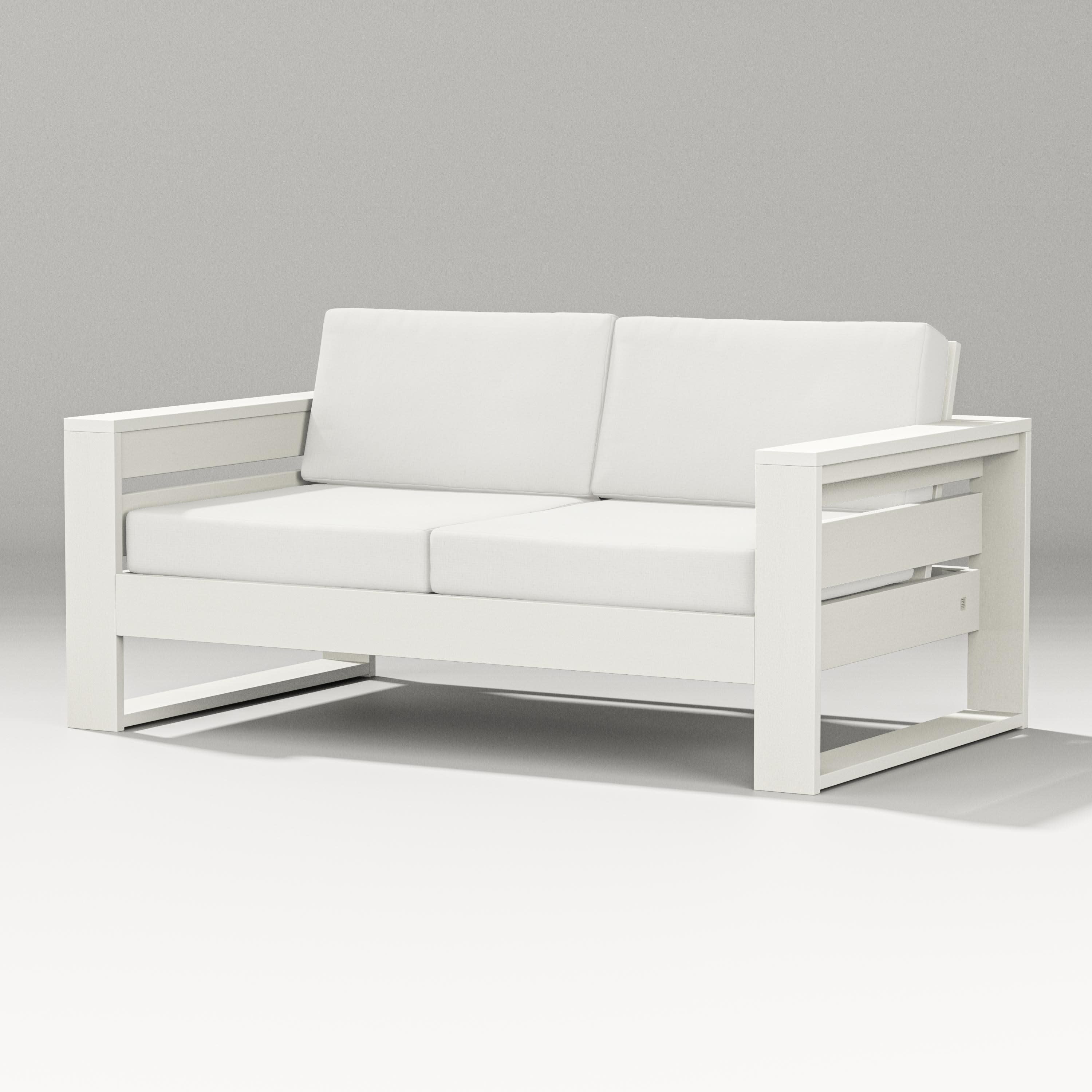 Latitude Loveseat in Vintage White / Natural Linen