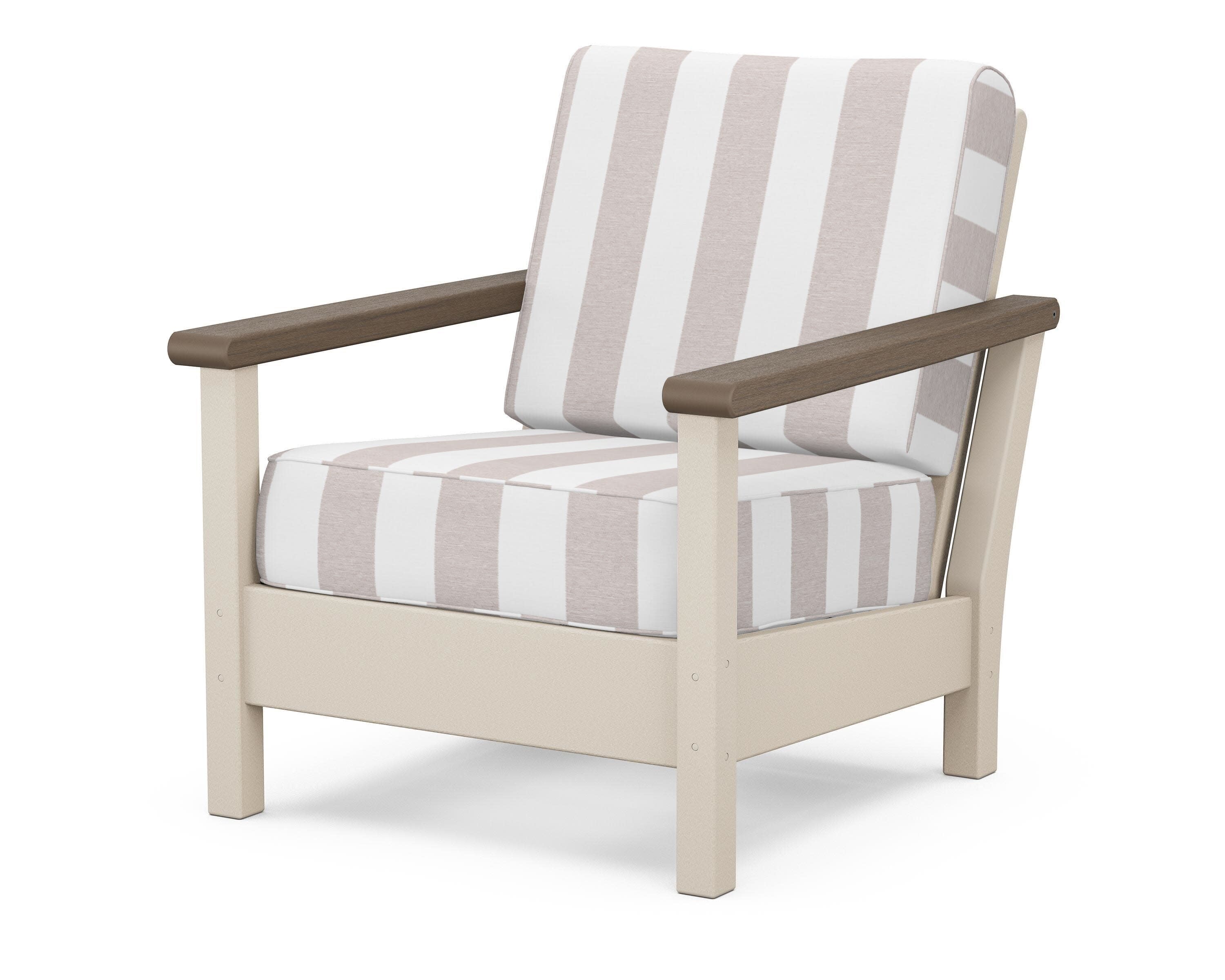 Harbour Deep Seating Chair in Sand / Kona / Cabana Stripe Dune Burlap