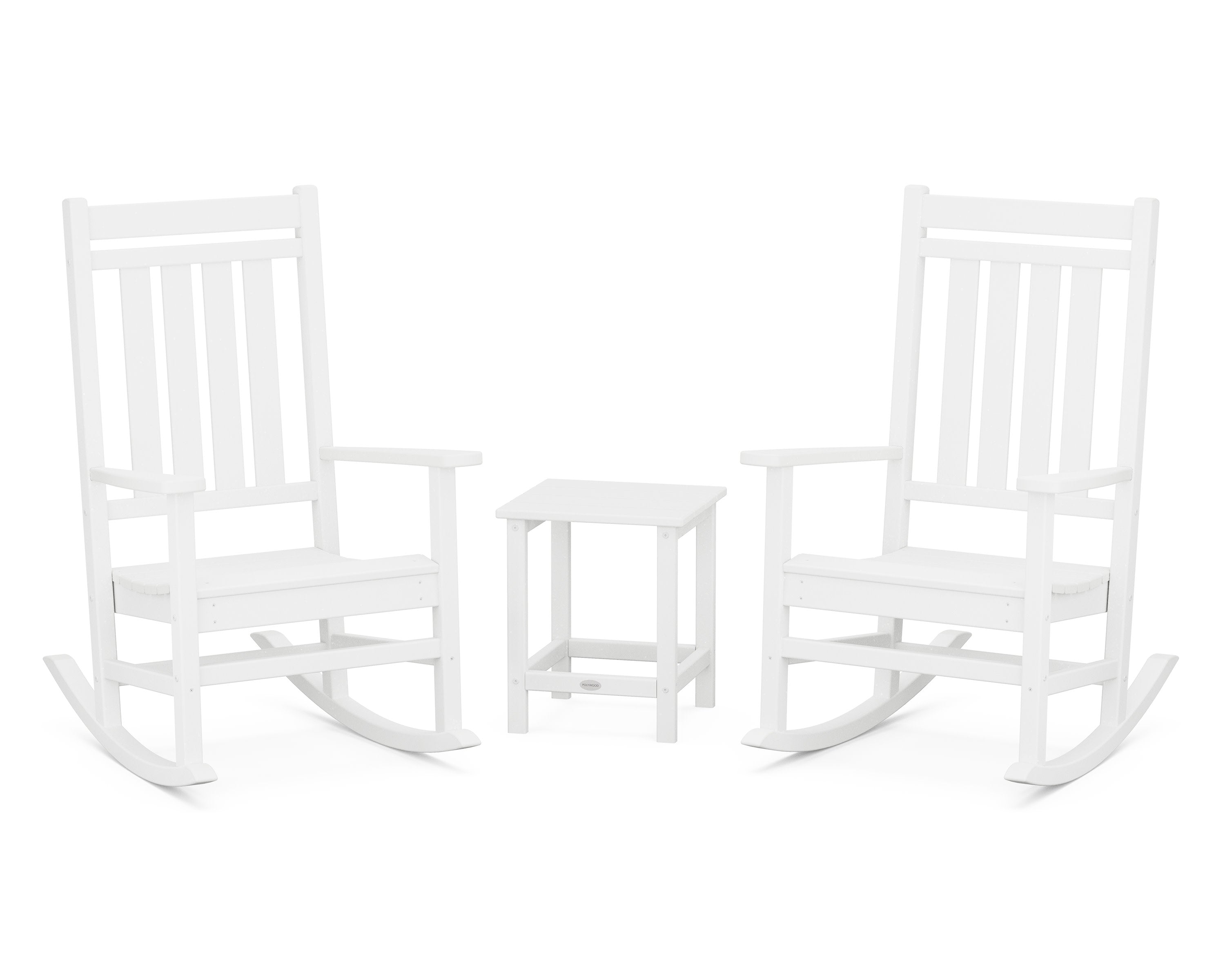 Estate 3-Piece Rocking Chair Set with Long Island 18" Side Table in White