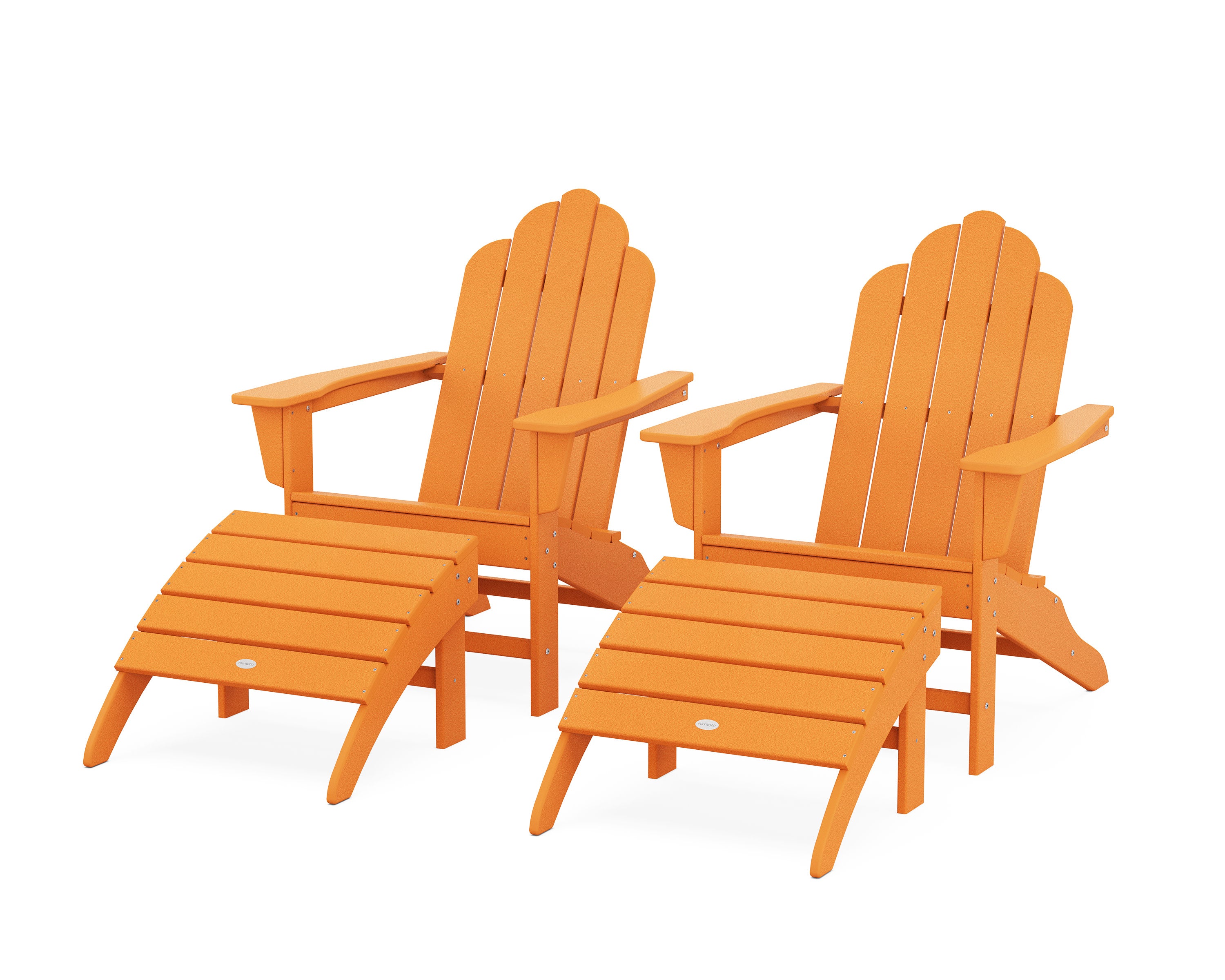 Long Island Adirondack Chair 4-Piece Set with Ottomans in Tangerine