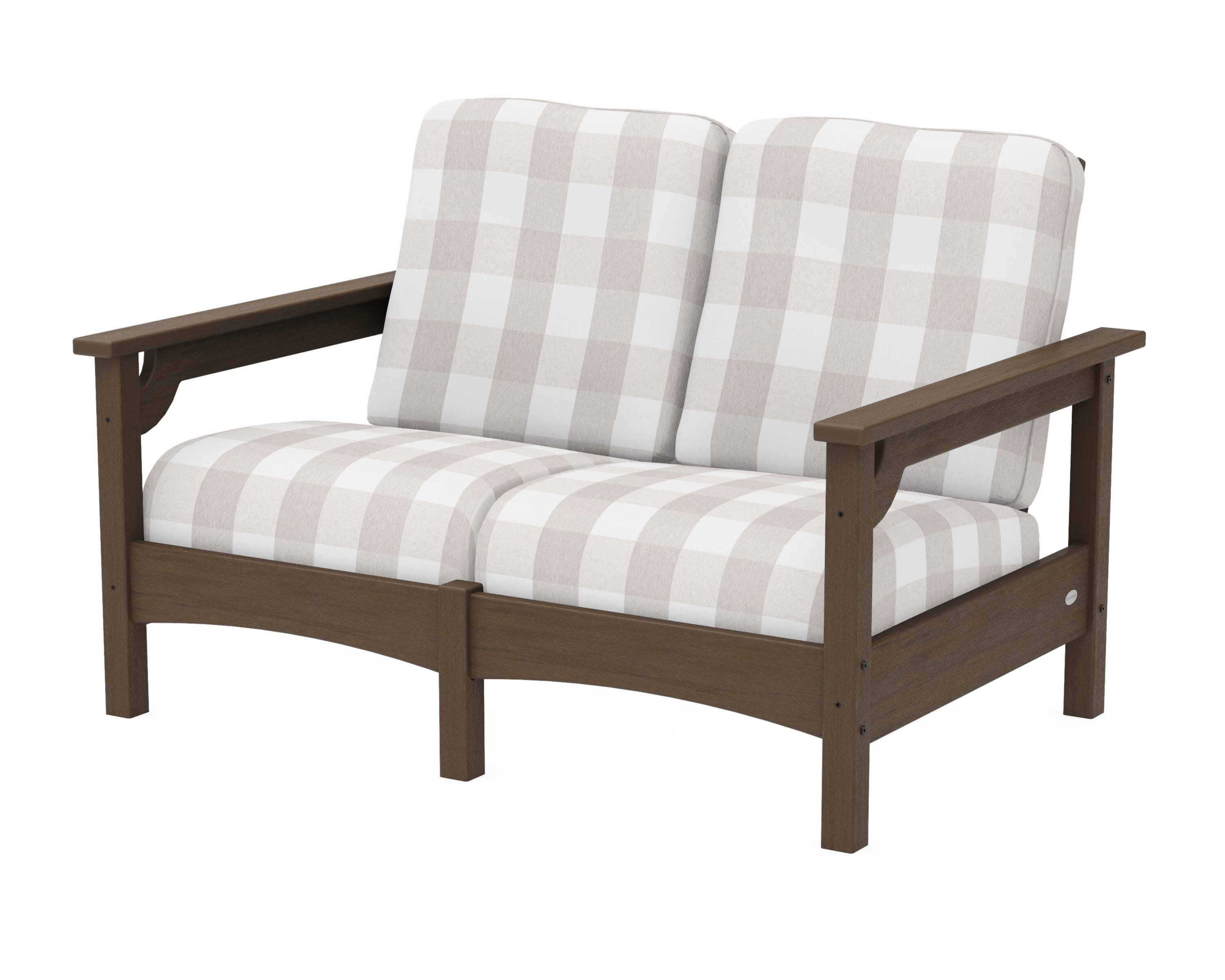 Club Loveseat in Kona / Buffalo Plaid Dune Burlap