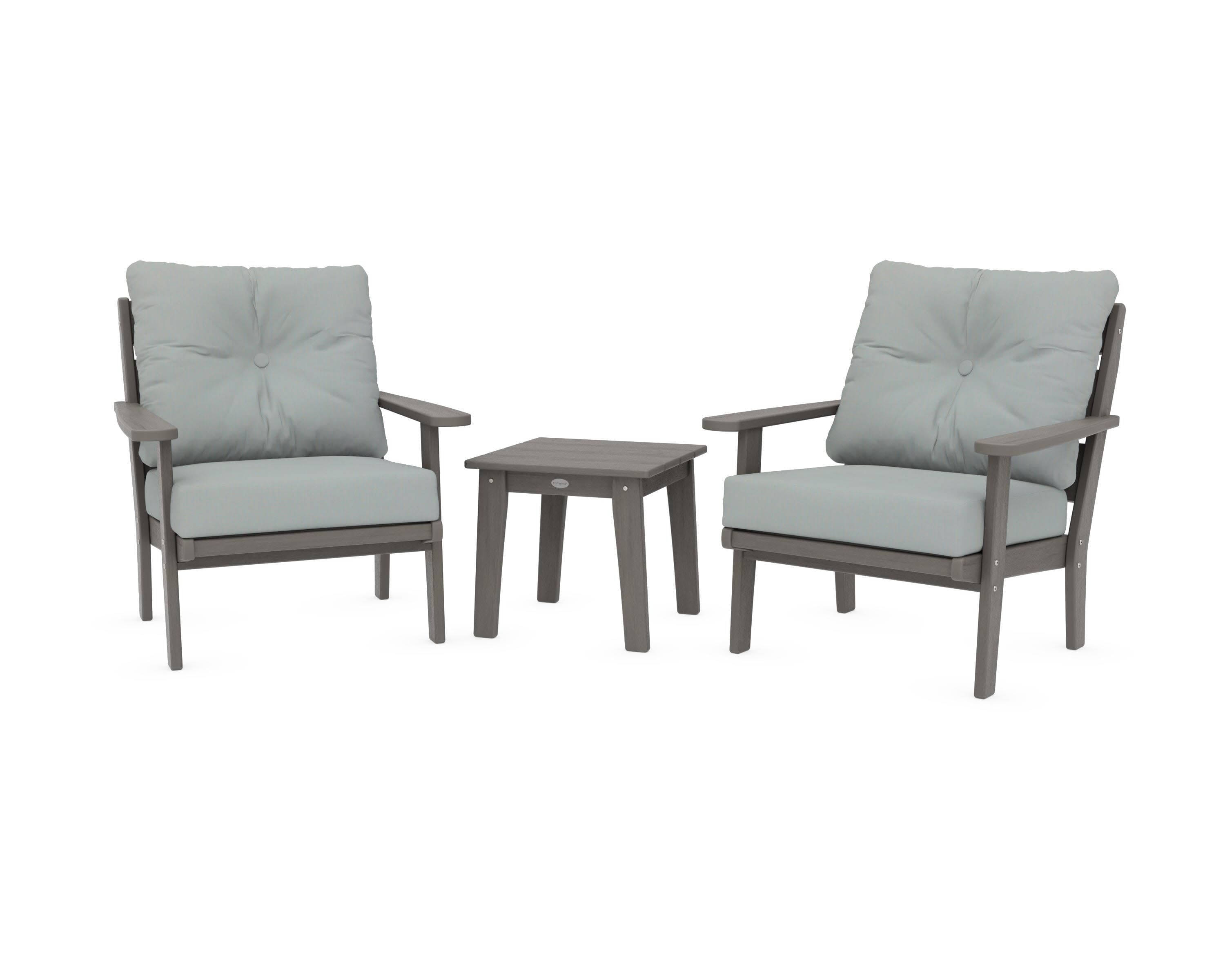Lakeside 3-Piece Deep Seating Chair Set in Driftwood / Spa