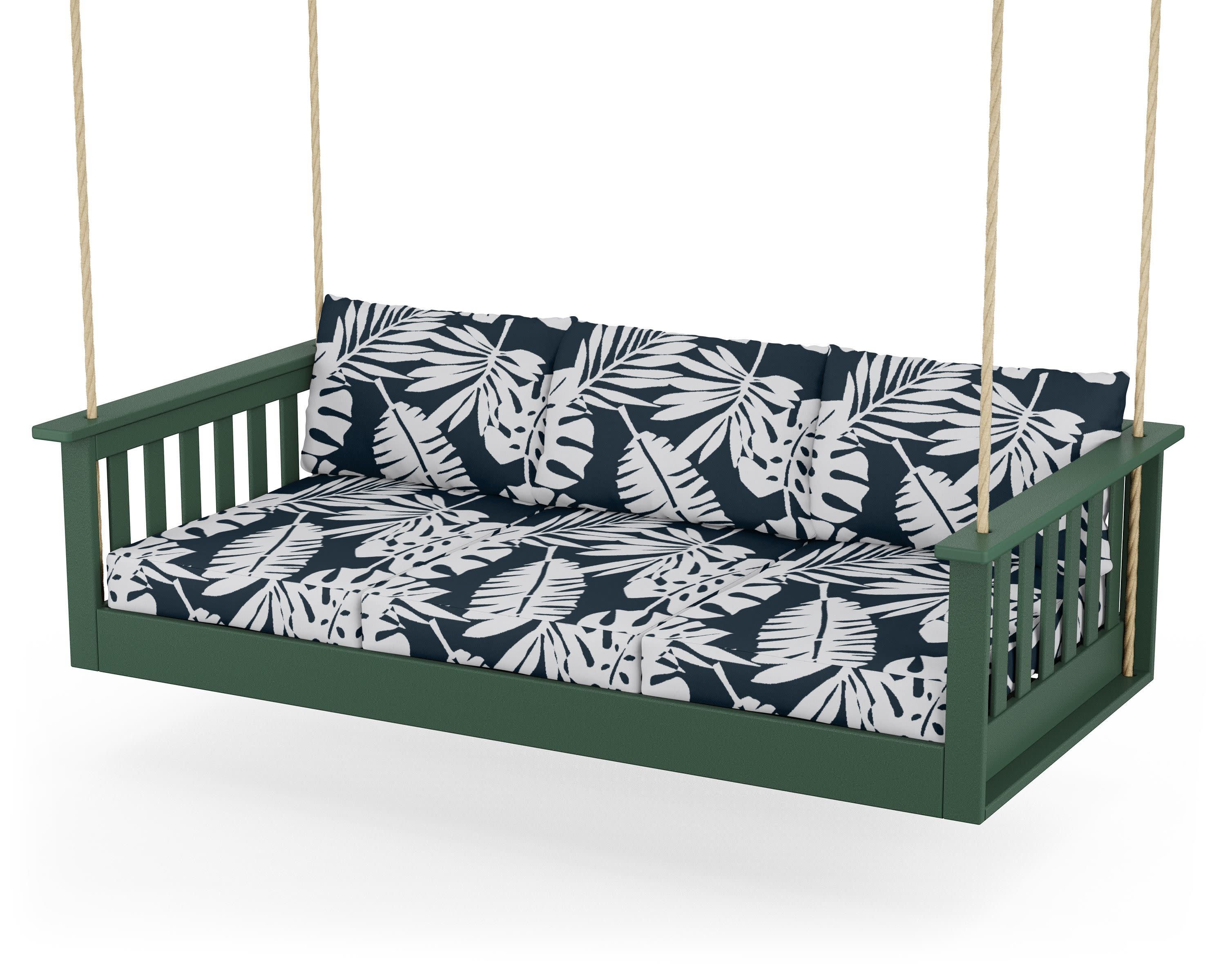 Vineyard Daybed Swing in Green / Leaf Marine Indigo