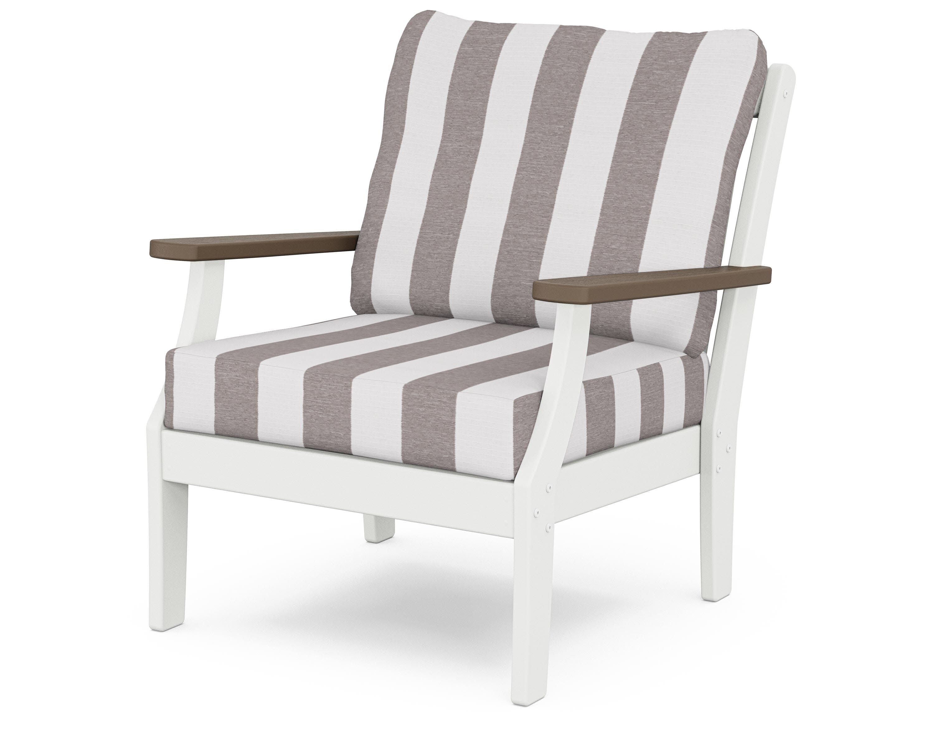 Braxton Deep Seating Chair in White / Kona / Cabana Stripe Grey Mist