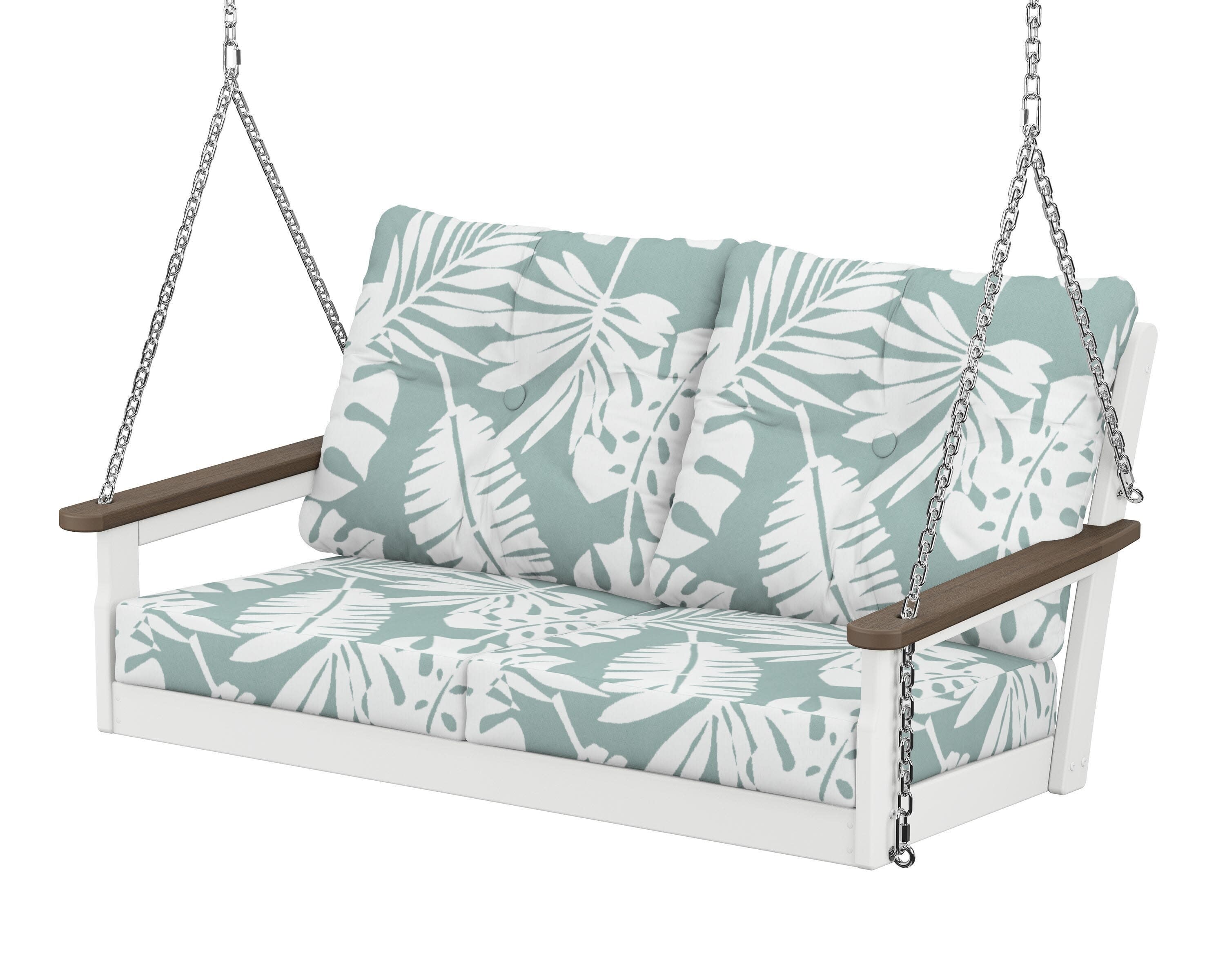 Vineyard Deep Seating Swing in White / Kona / Leaf Glacier Spa