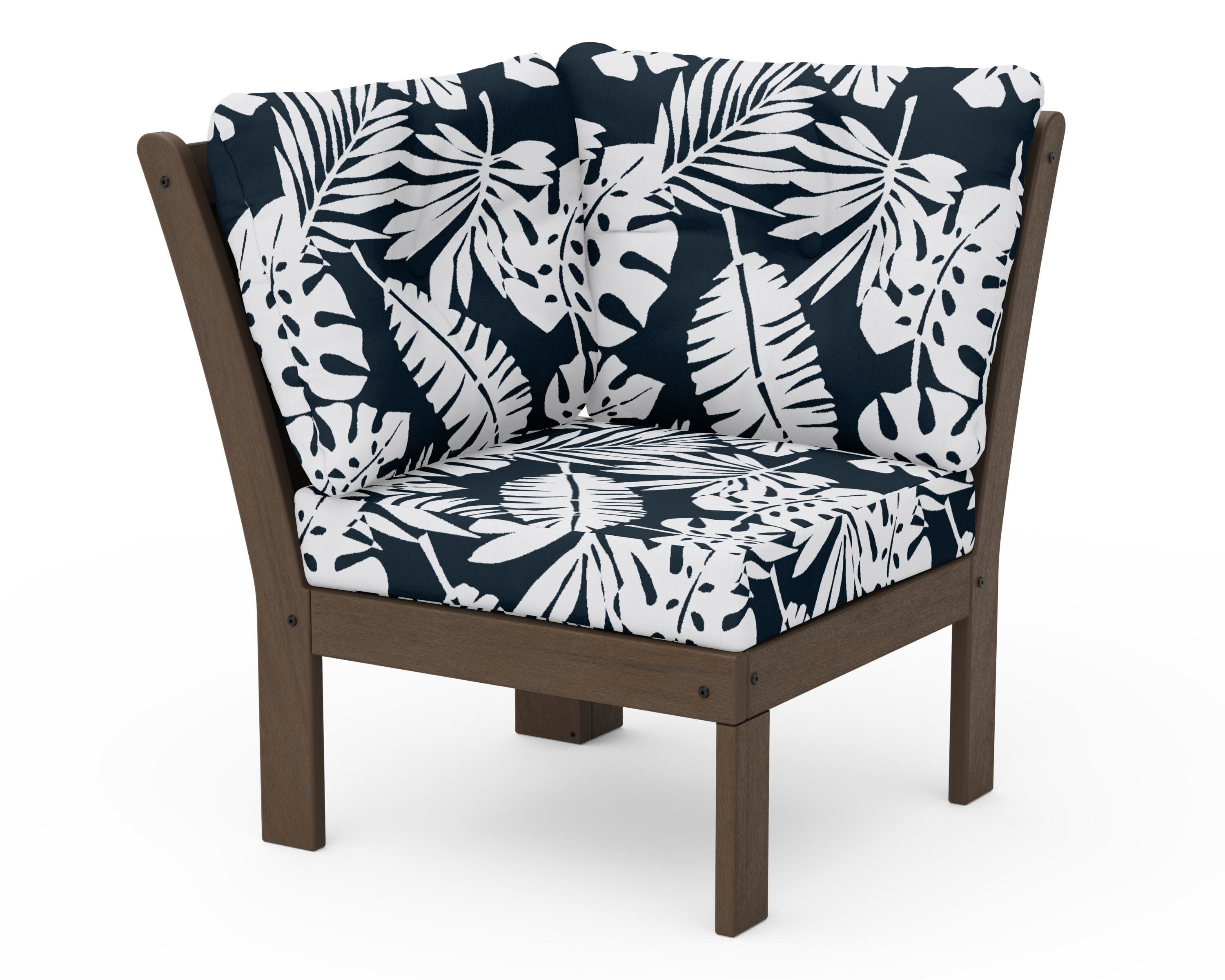 Vineyard Modular Corner Chair in Kona / Leaf Marine Indigo
