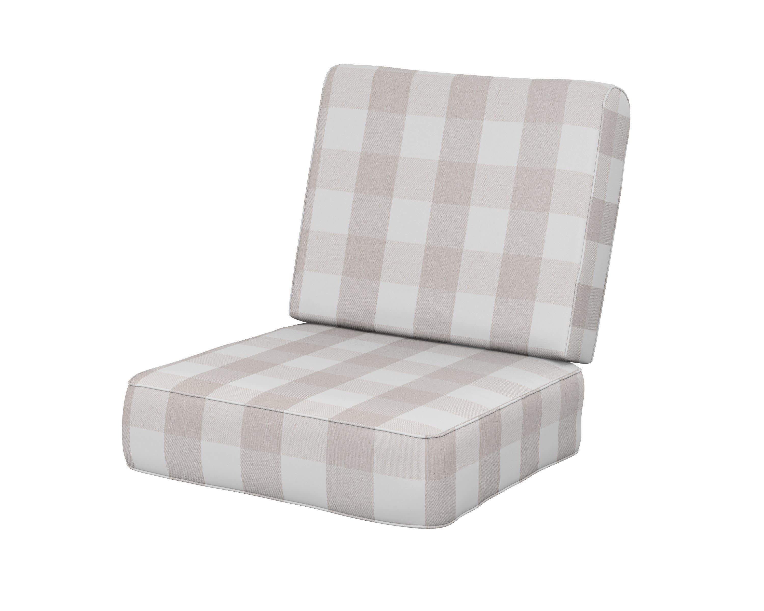 Ateeva Harbour Seat and Back Cushion in Buffalo Plaid Dune Burlap