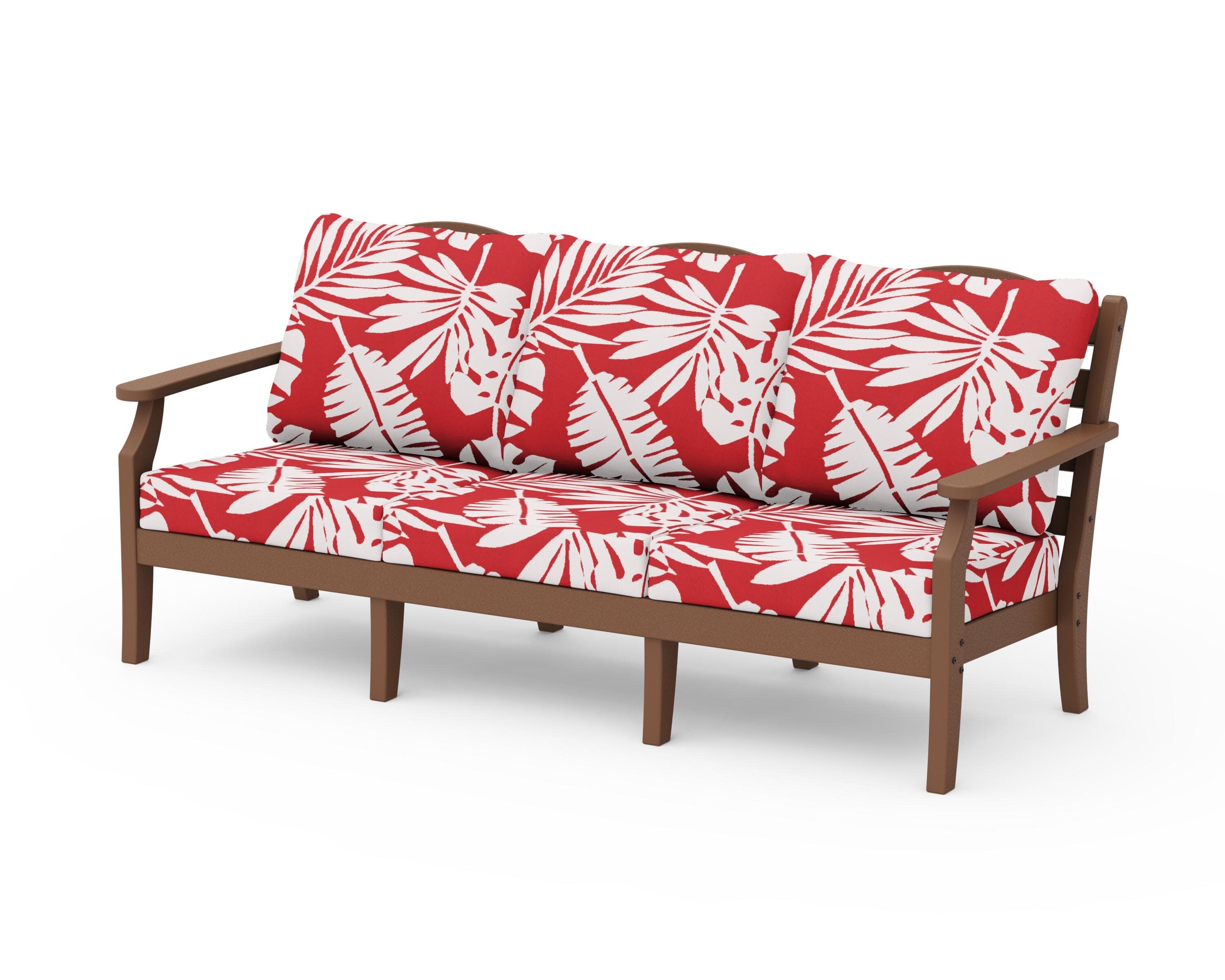 Savannah Deep Seating Sofa in Teak / Leaf Crimson