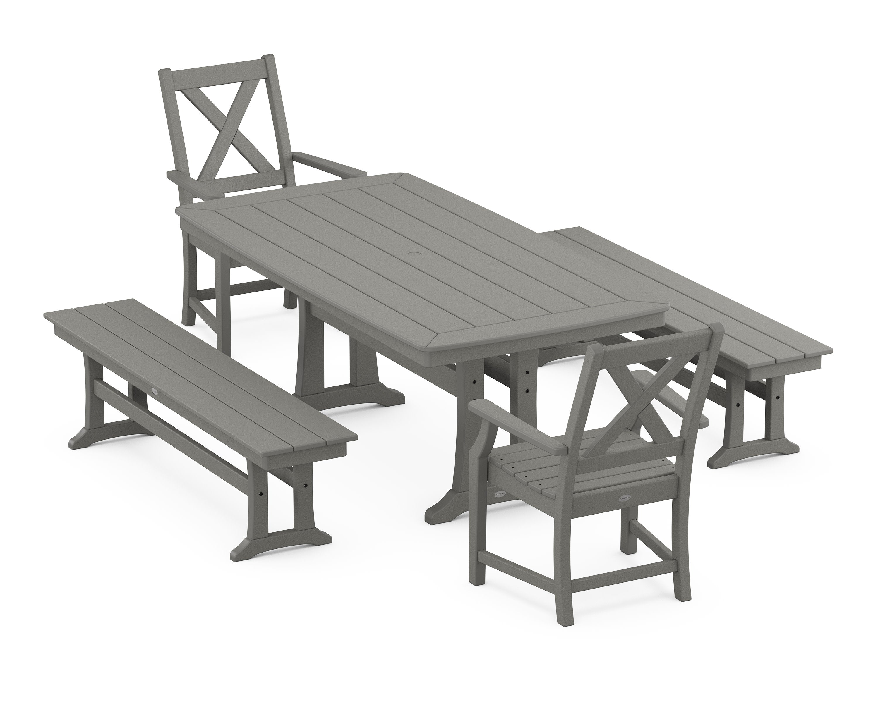 Braxton 5-Piece Dining Set with Trestle Legs in Slate Grey
