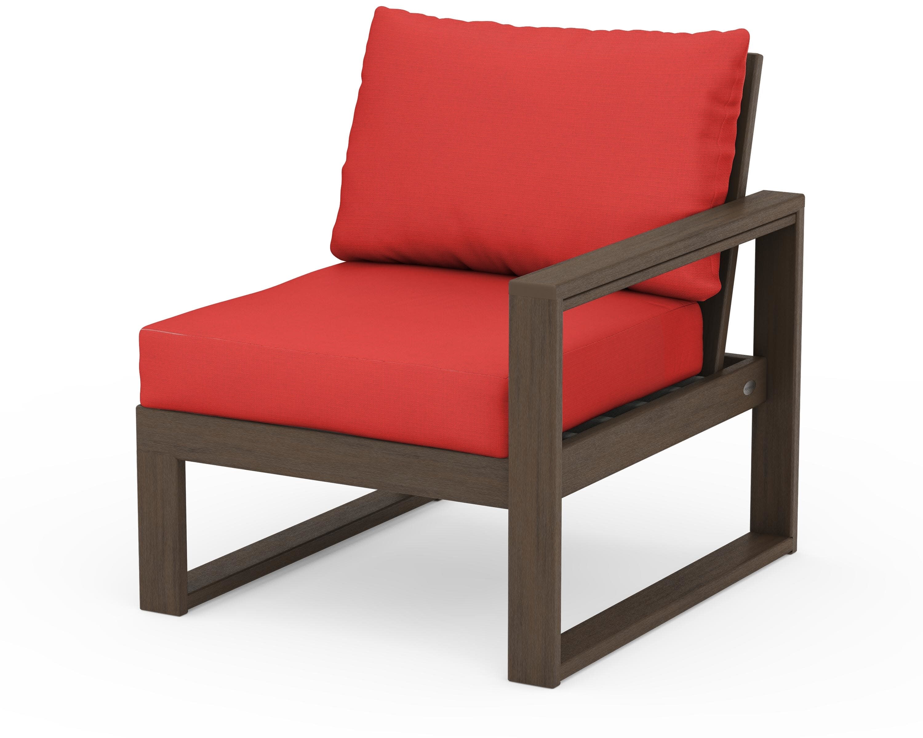 EDGE Modular Right Arm Chair in Kona / Crimson Linen