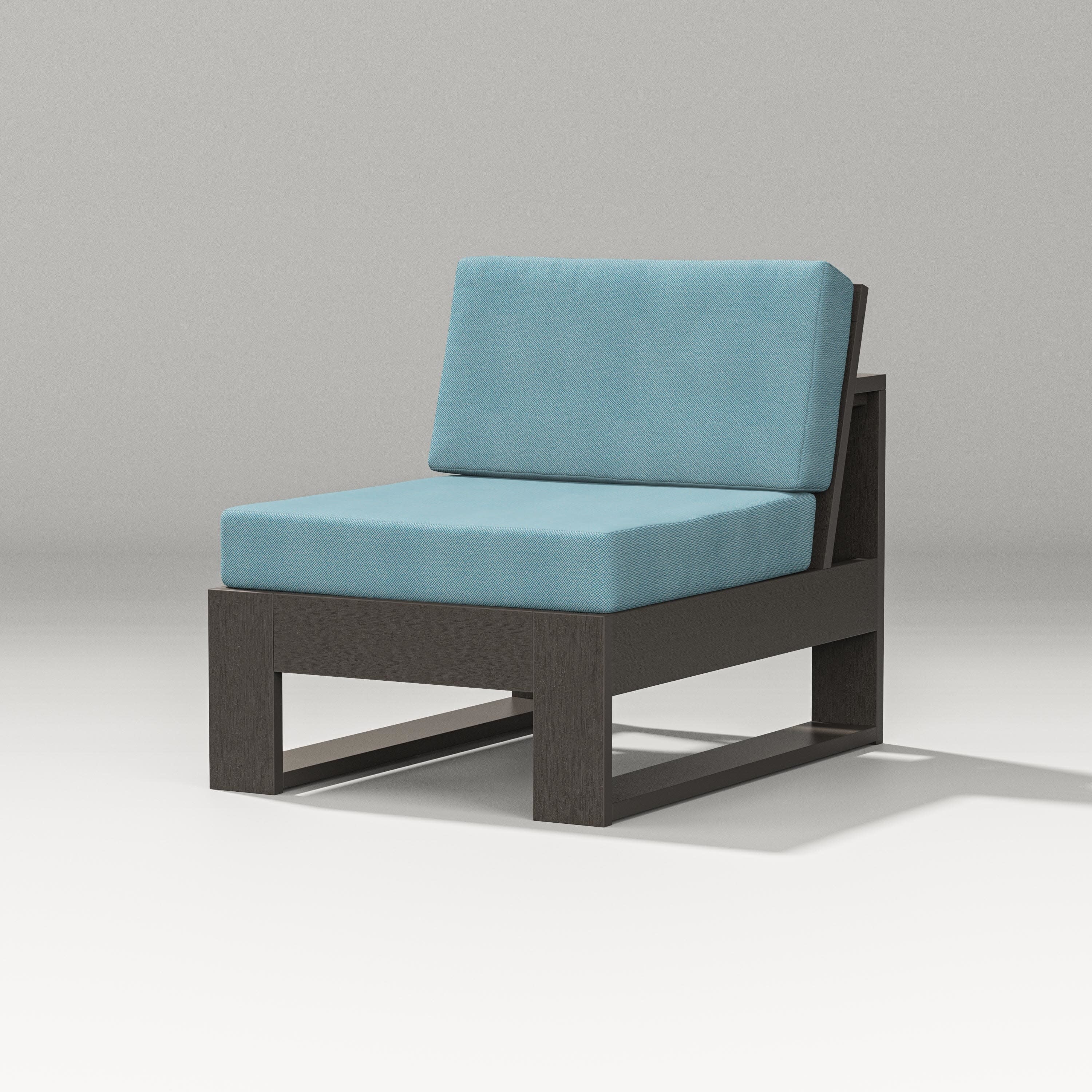 Latitude Modular Armless Chair in Vintage Coffee / Lattice Sky Blue