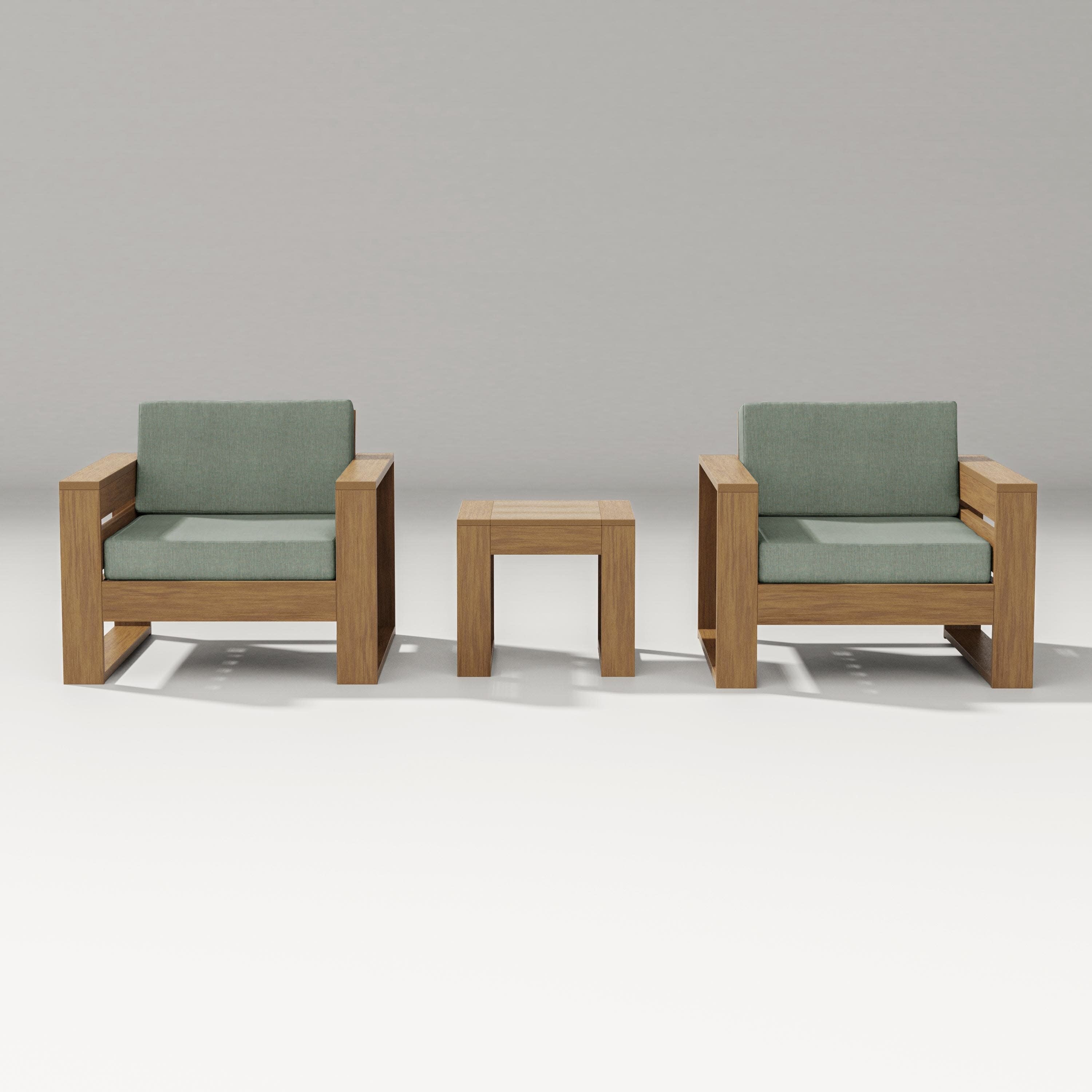 Latitude 3-Piece Lounge Chair Set in Natural / Cast Sage
