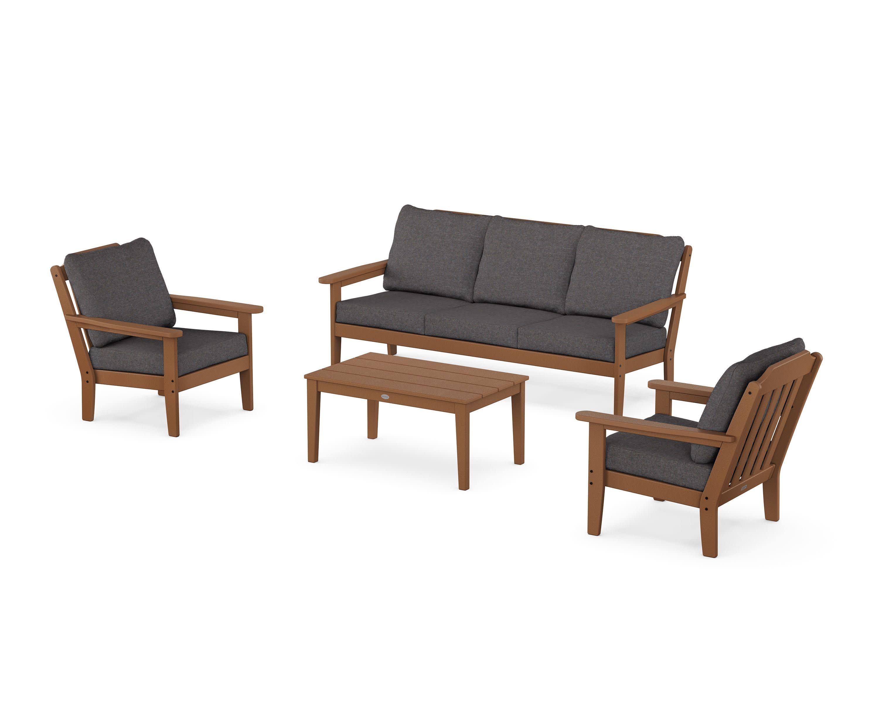 Cottage 4-Piece Deep Seating Set with Sofa in Teak / Ash Charcoal