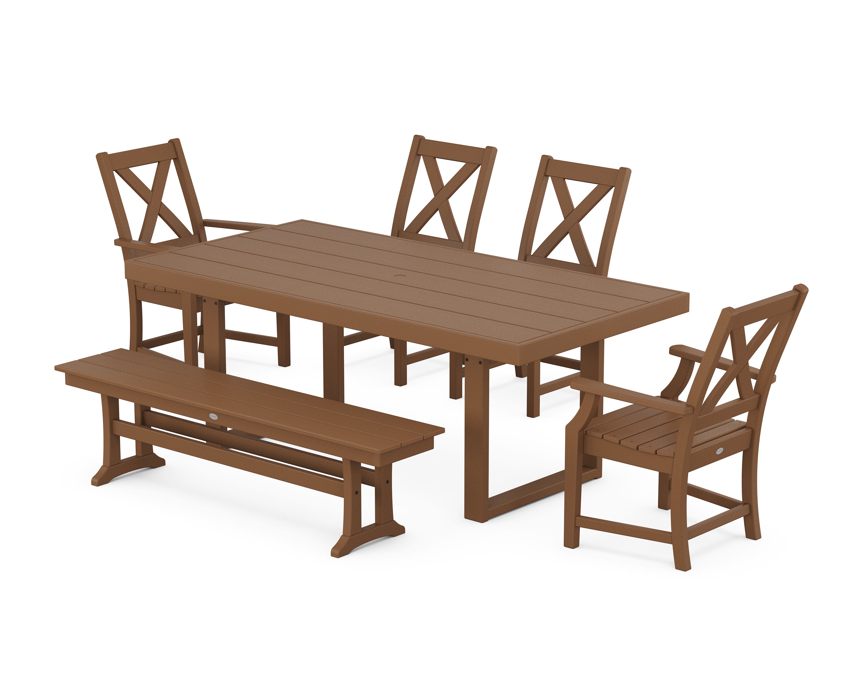Braxton 6-Piece Dining Set with Bench in Teak