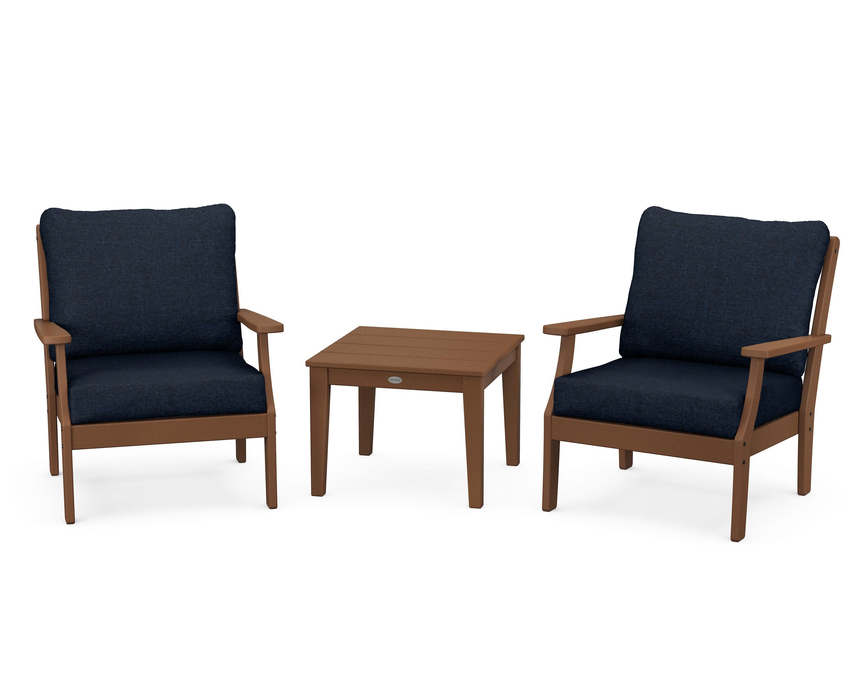 Braxton 3-Piece Deep Seating Set in Teak / Marine Indigo