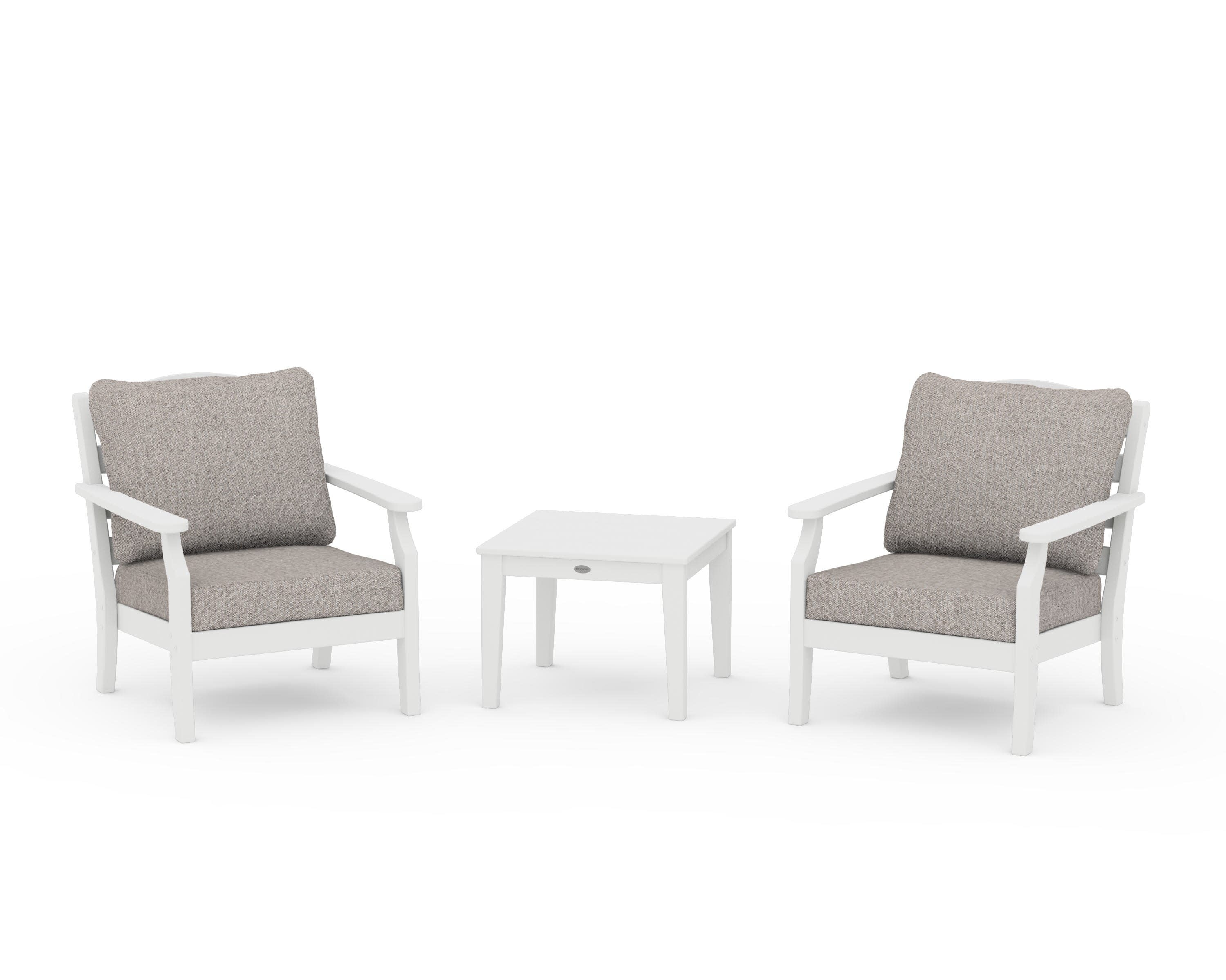 Savannah 3-Piece Deep Seating Set in White / Weathered Tweed