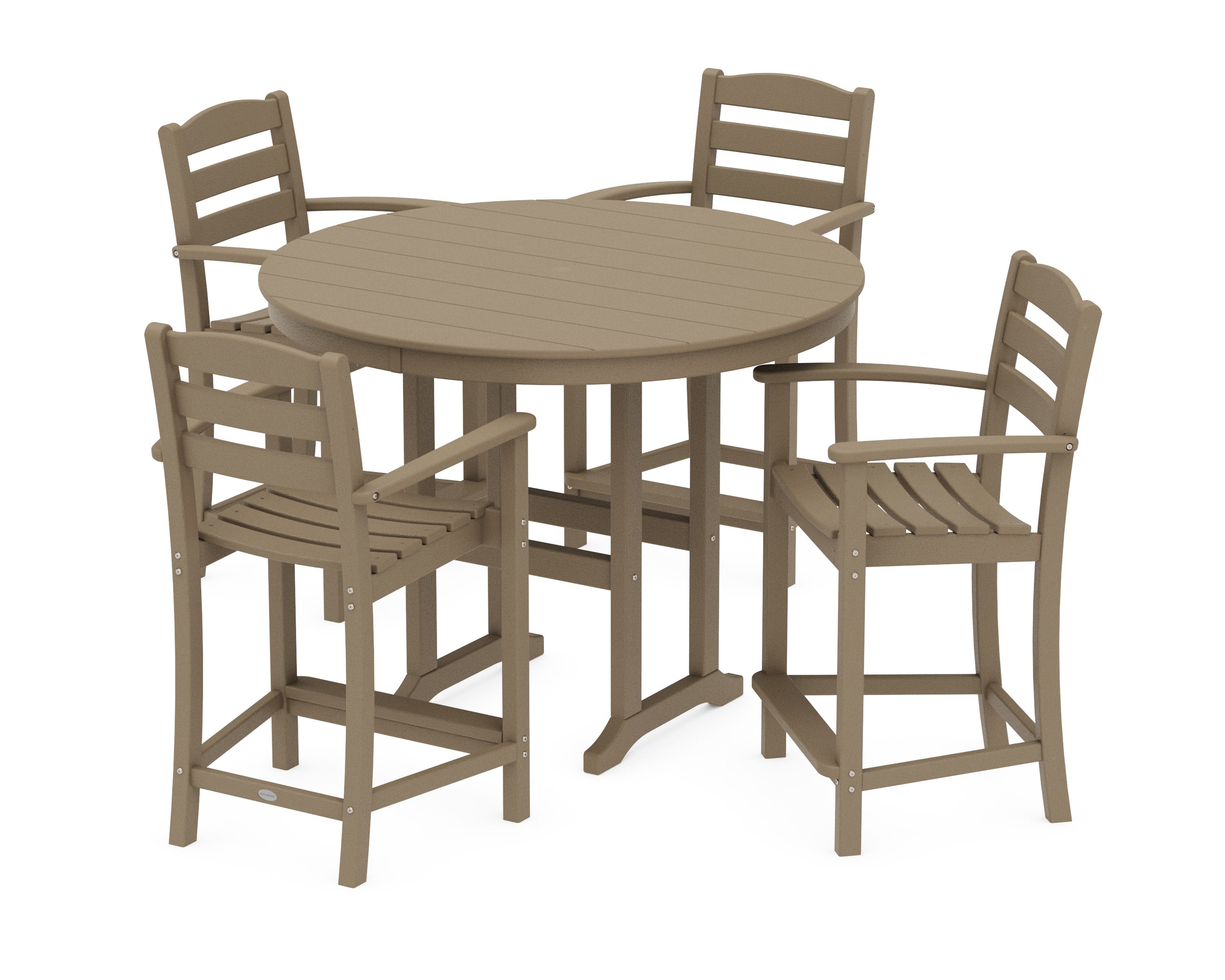 La Casa Caf 5-Piece Round Farmhouse Counter Set in Vintage Sahara
