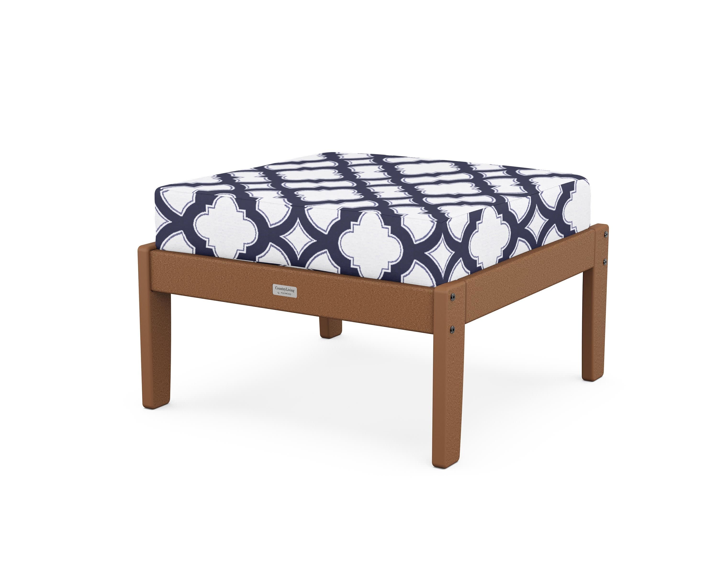 Cottage Deep Seating Ottoman in Teak / Trellis Navy
