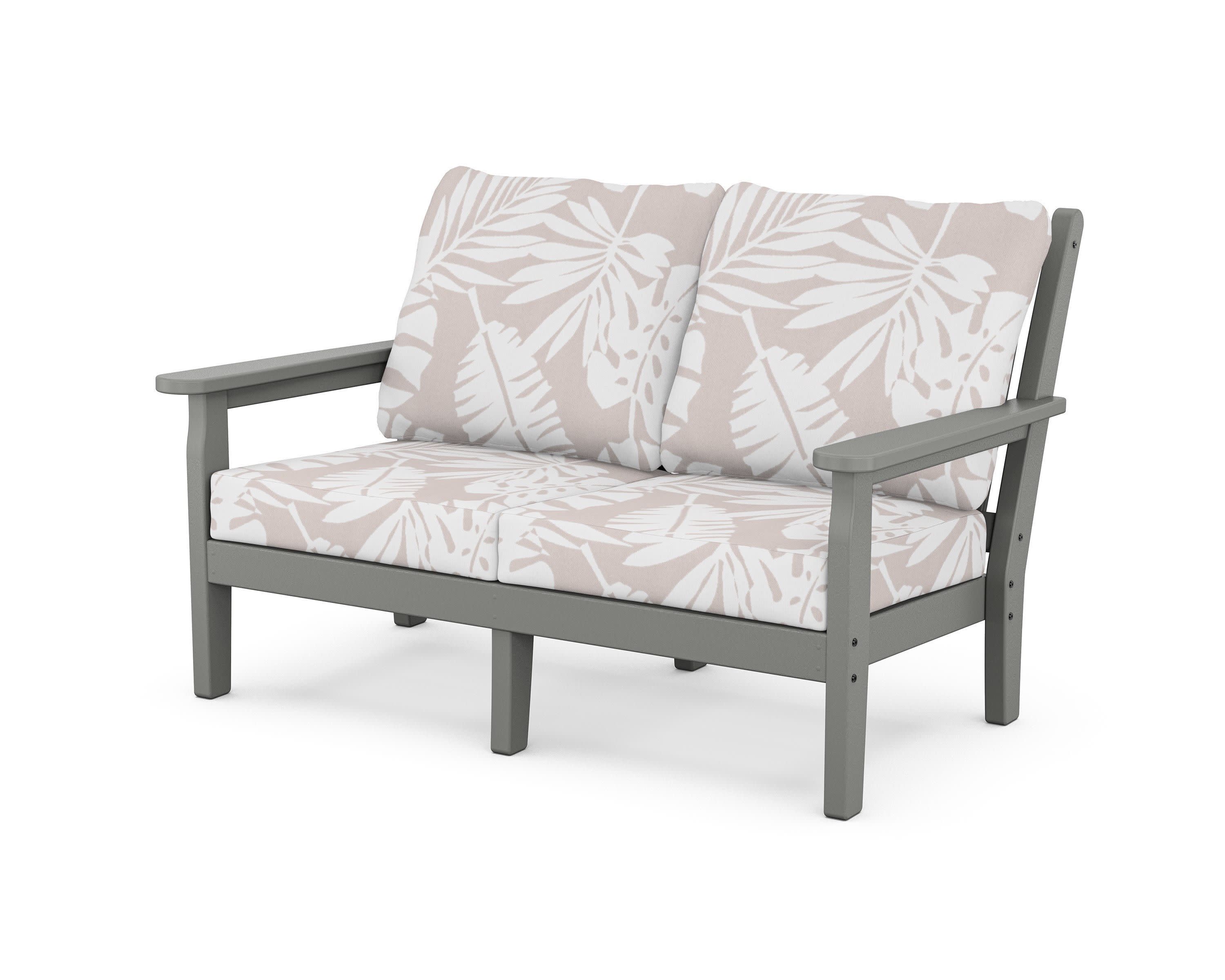 Chippendale Deep Seating Loveseat in Slate Grey / Leaf Dune Burlap