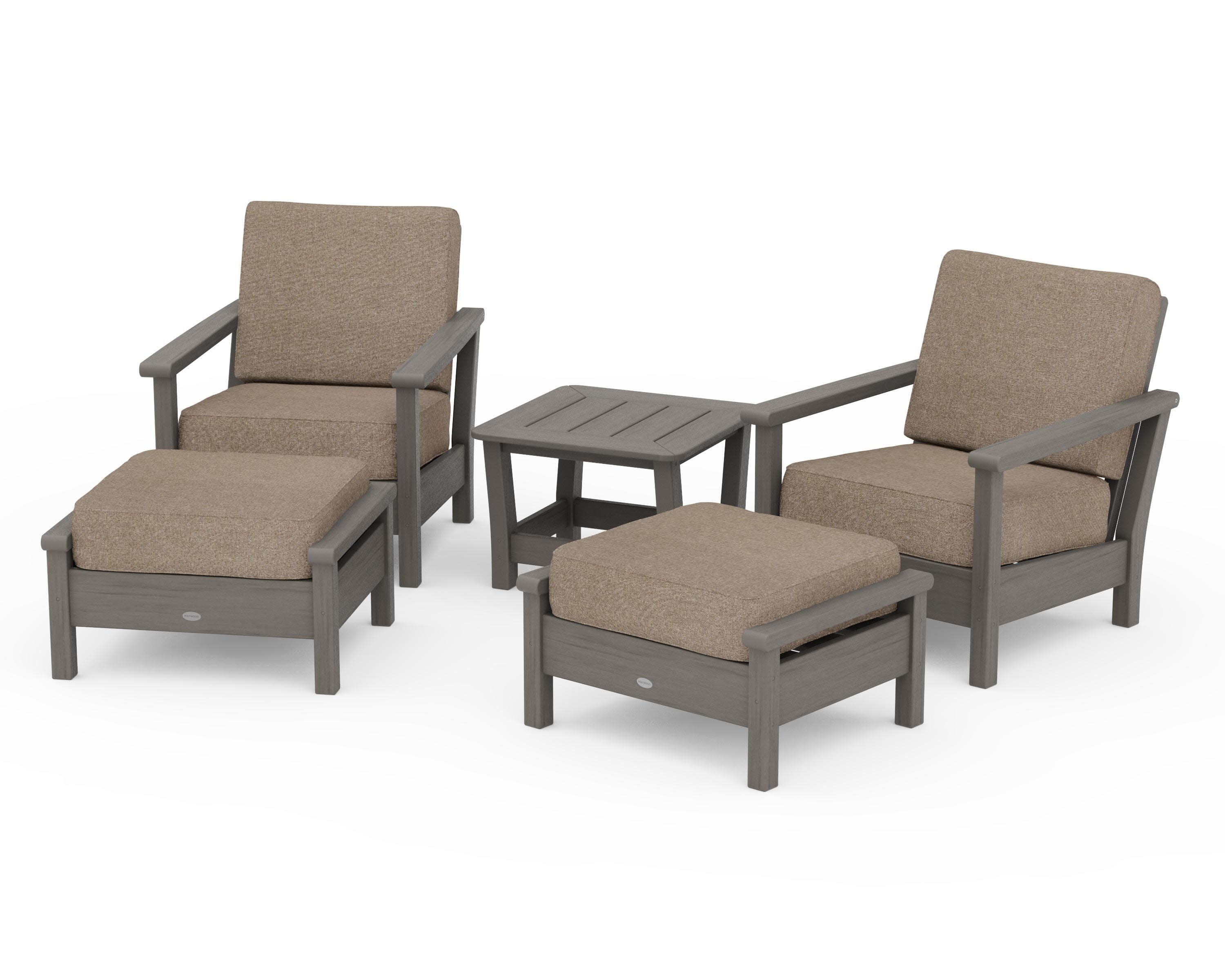 Harbour 5-Piece Deep Seating Chair Set in Driftwood / Spiced Burlap