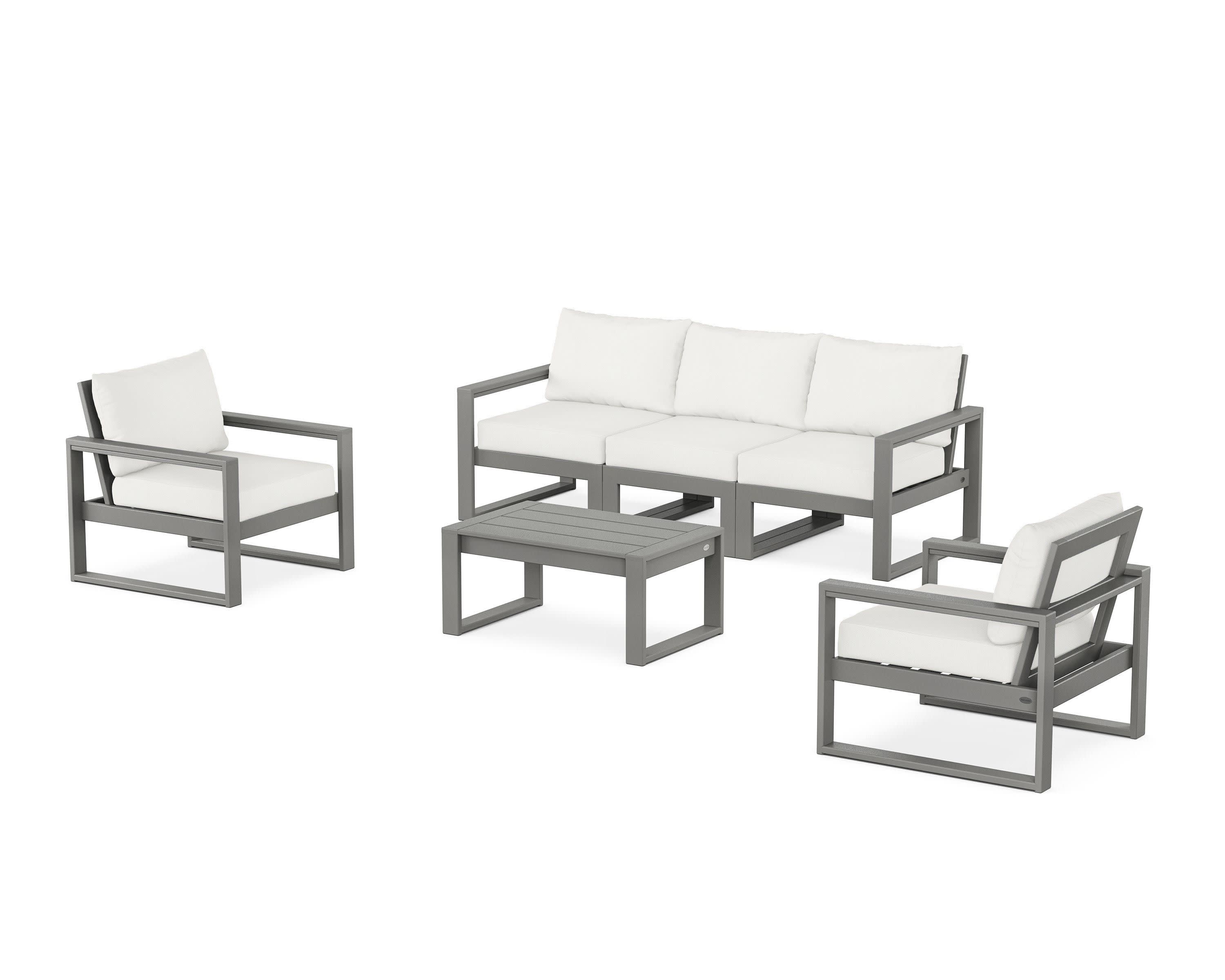 EDGE Sectional 4-Piece Deep Seating Set with Sofa in Slate Grey / Natural Linen