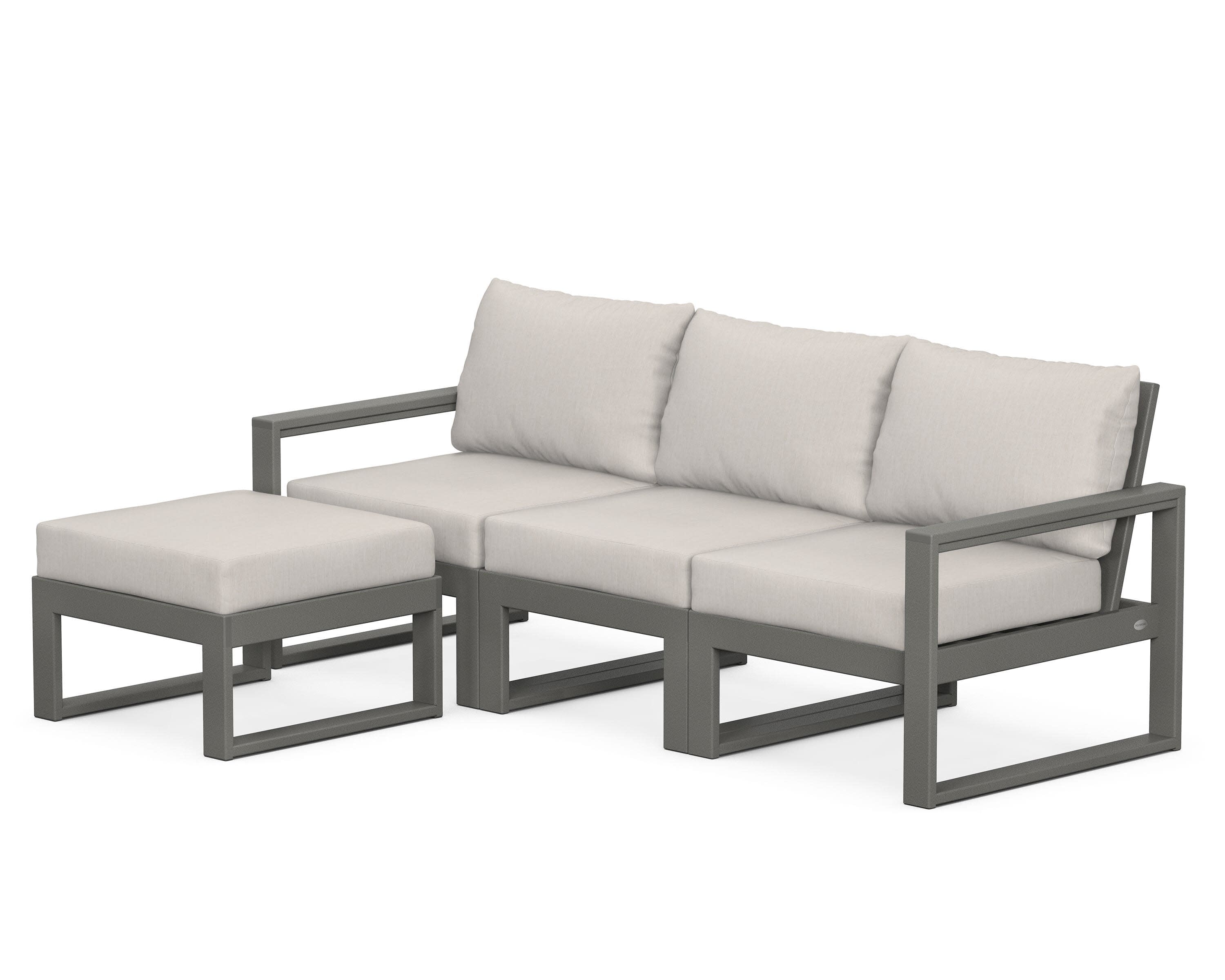 EDGE 4-Piece Modular Deep Seating Set with Ottoman in Slate Grey / Cast Ash