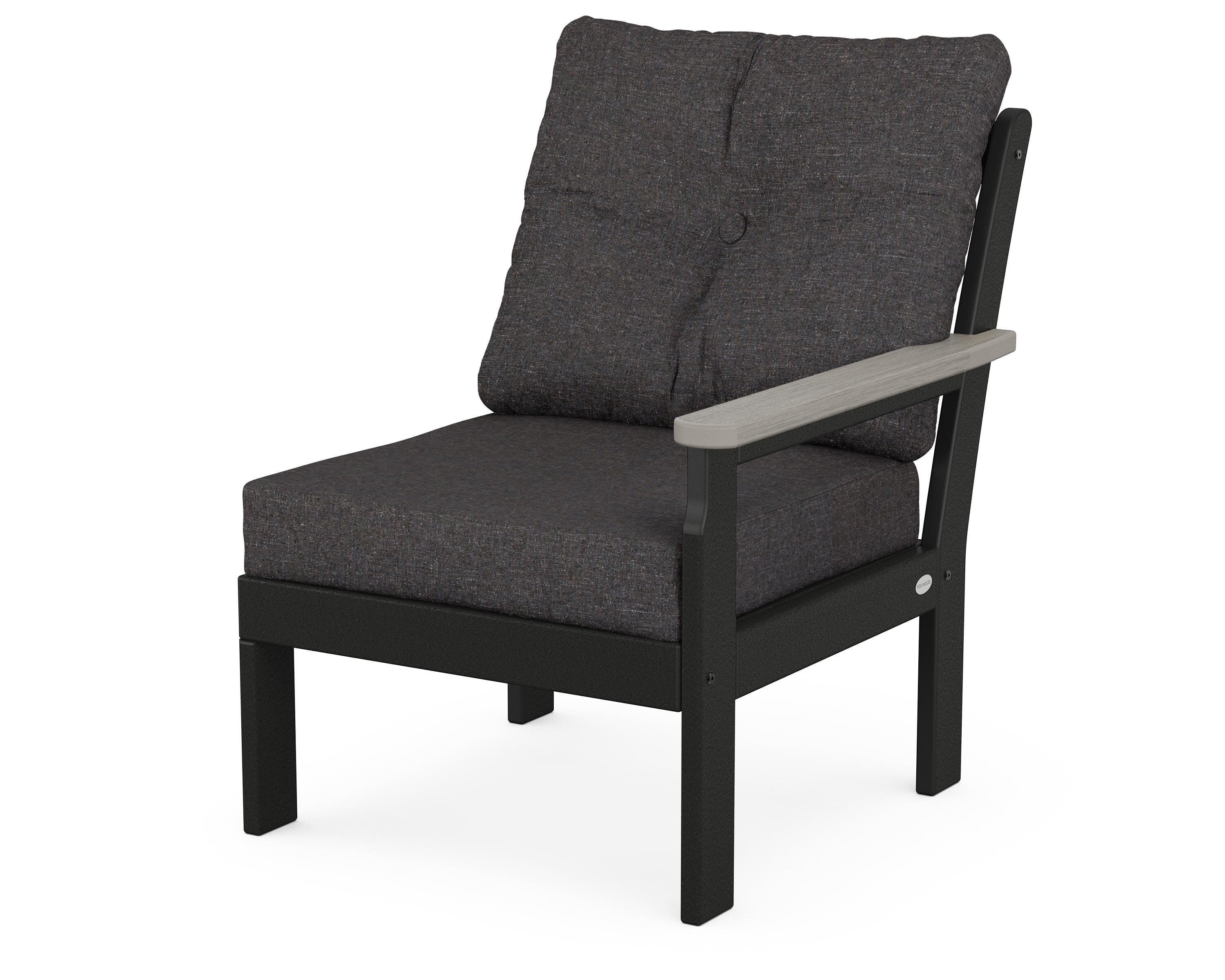 Vineyard Modular Right Arm Chair in Black / Driftwood / Ash Charcoal