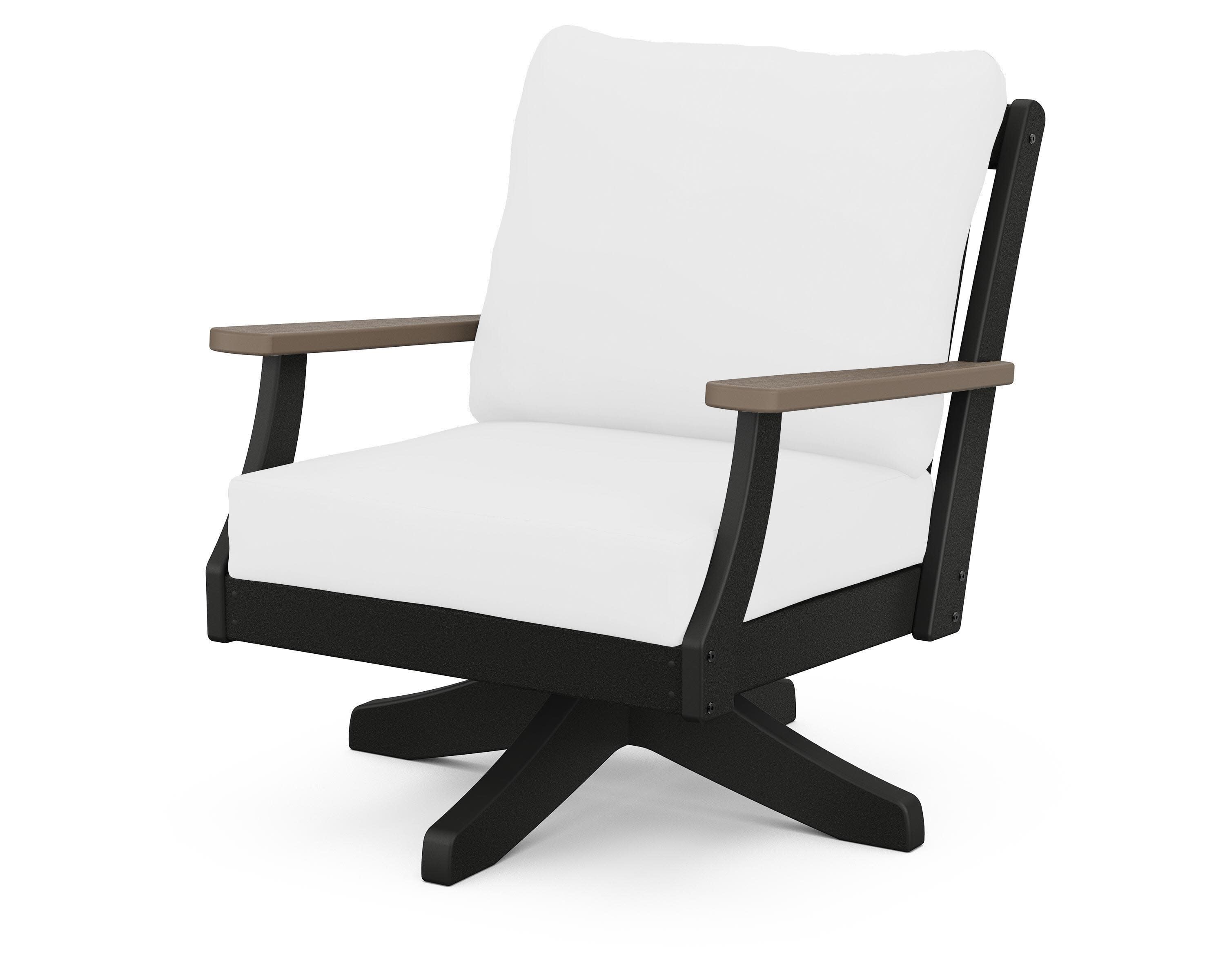 Braxton Deep Seating Swivel Chair in Black / Kona / Natural