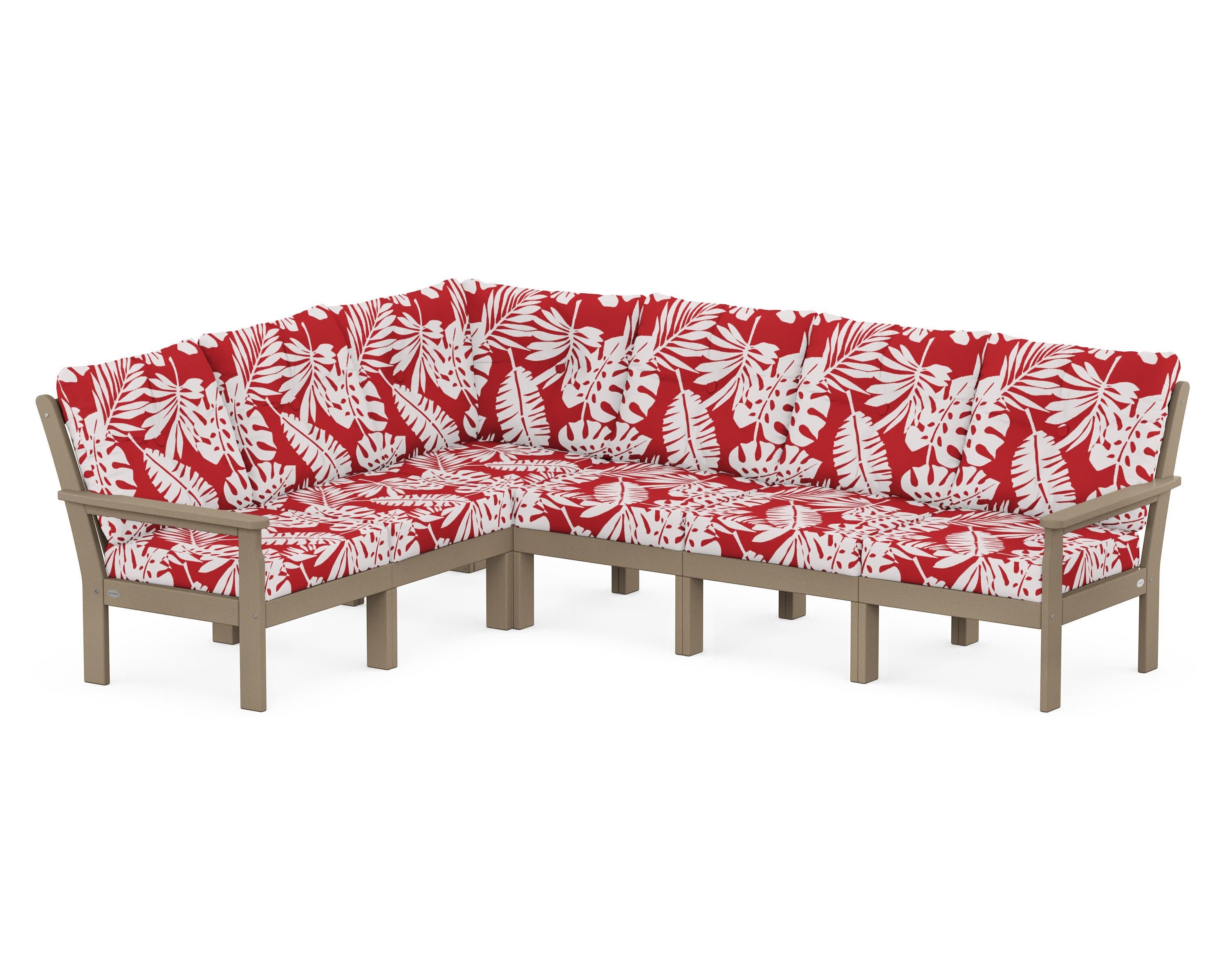 Vineyard 6-Piece Sectional in Vintage Sahara / Leaf Crimson