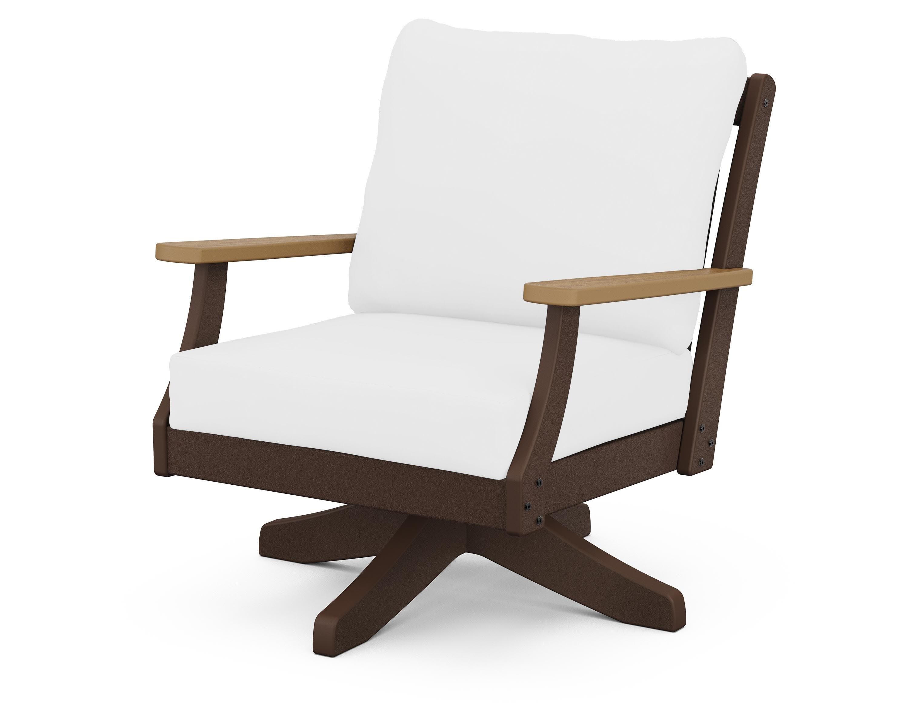 Braxton Deep Seating Swivel Chair in Mahogany / Natural / Natural