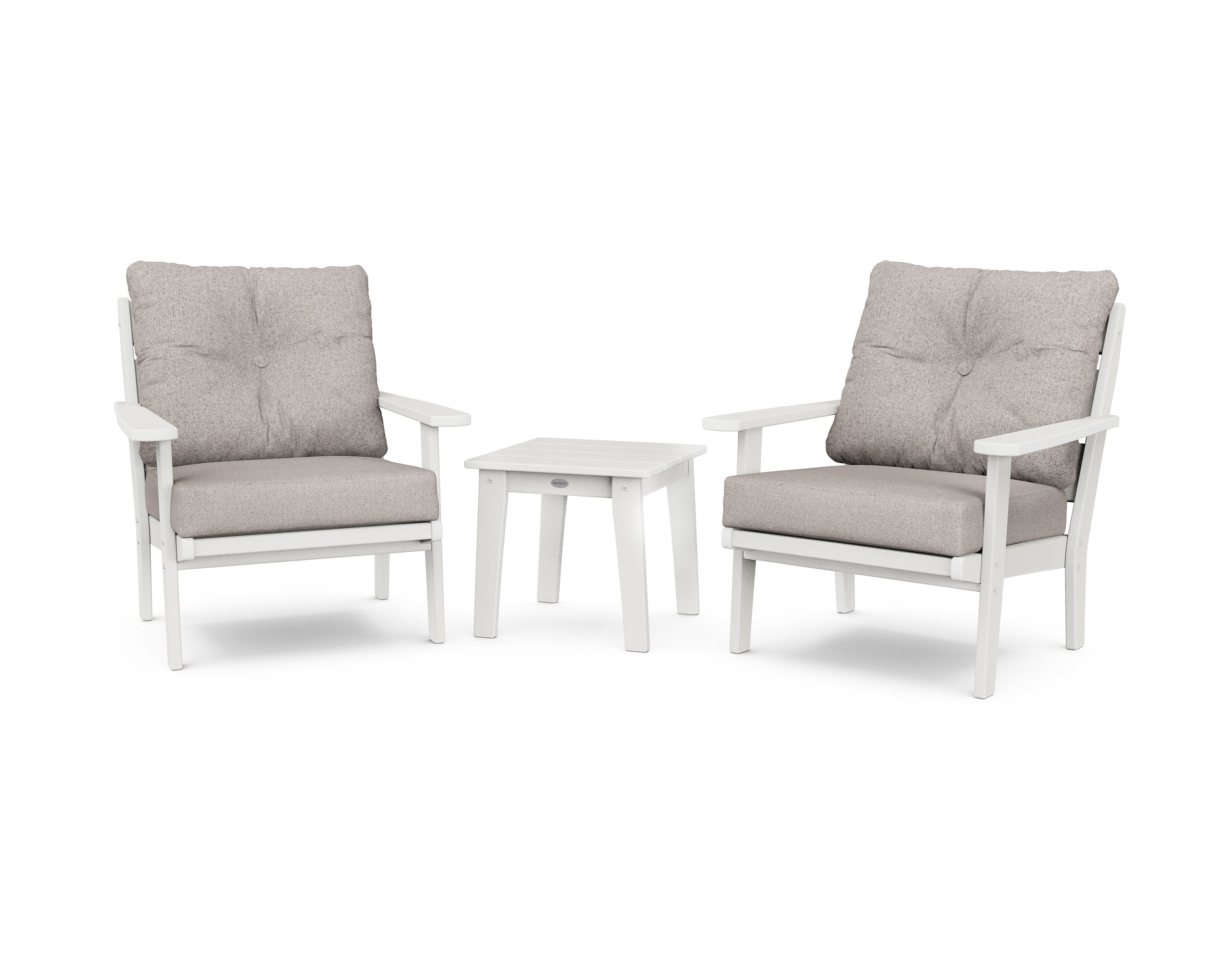 Lakeside 3-Piece Deep Seating Chair Set in Vintage White / Weathered Tweed