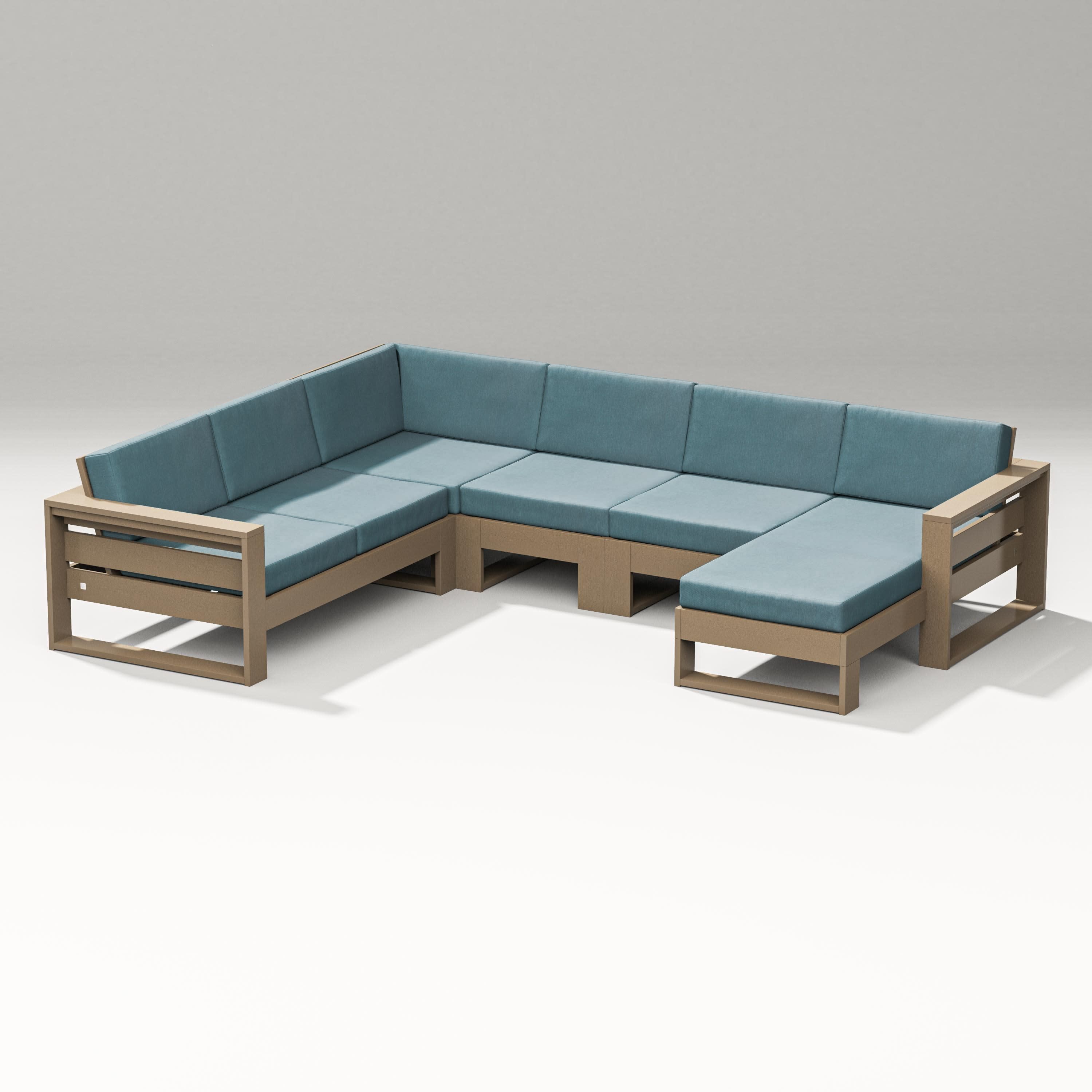 Latitude Corner Sectional with Right Chaise in Vintage Sahara / Ocean Teal