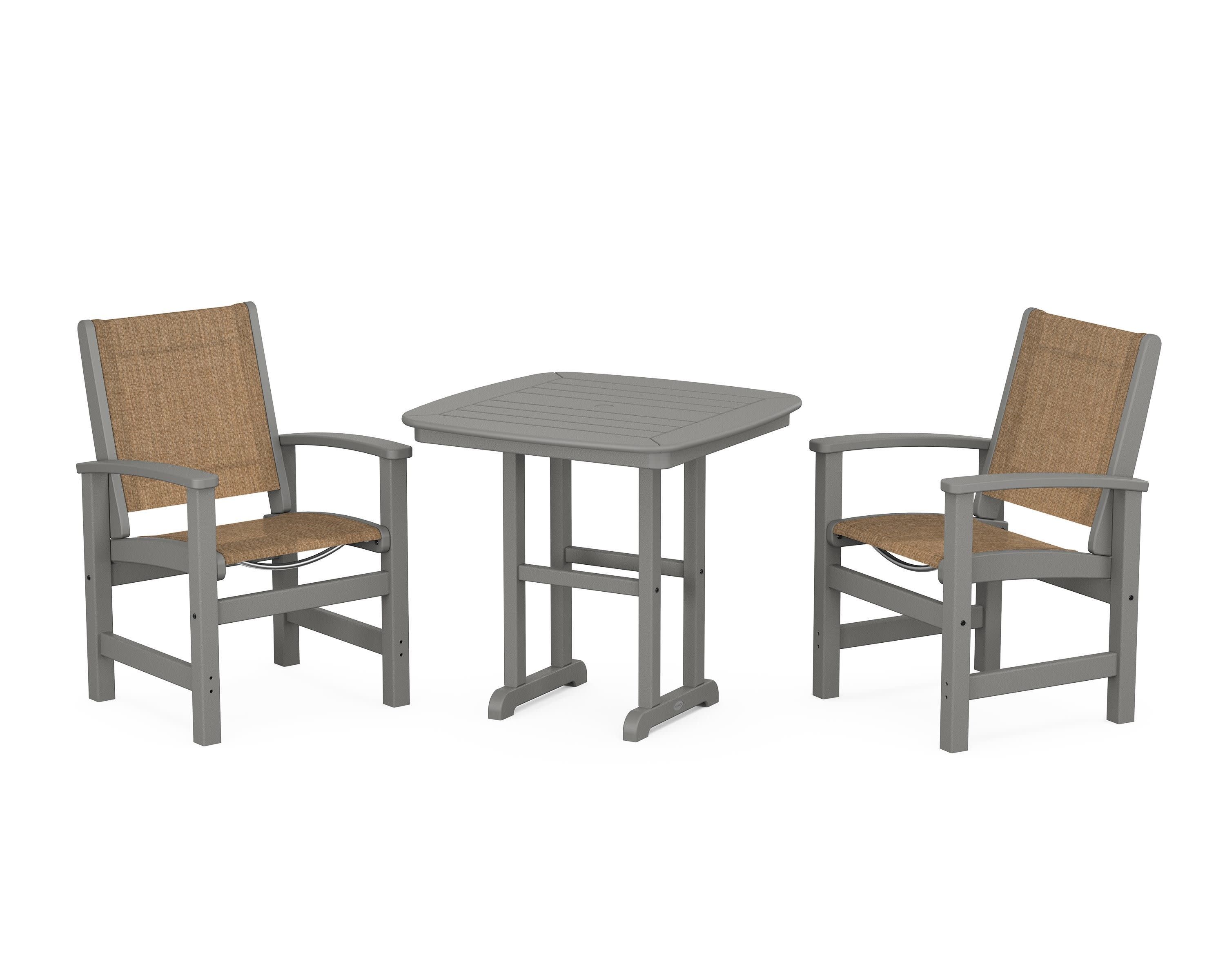 Coastal 3-Piece Dining Set in Slate Grey / Burlap Sling