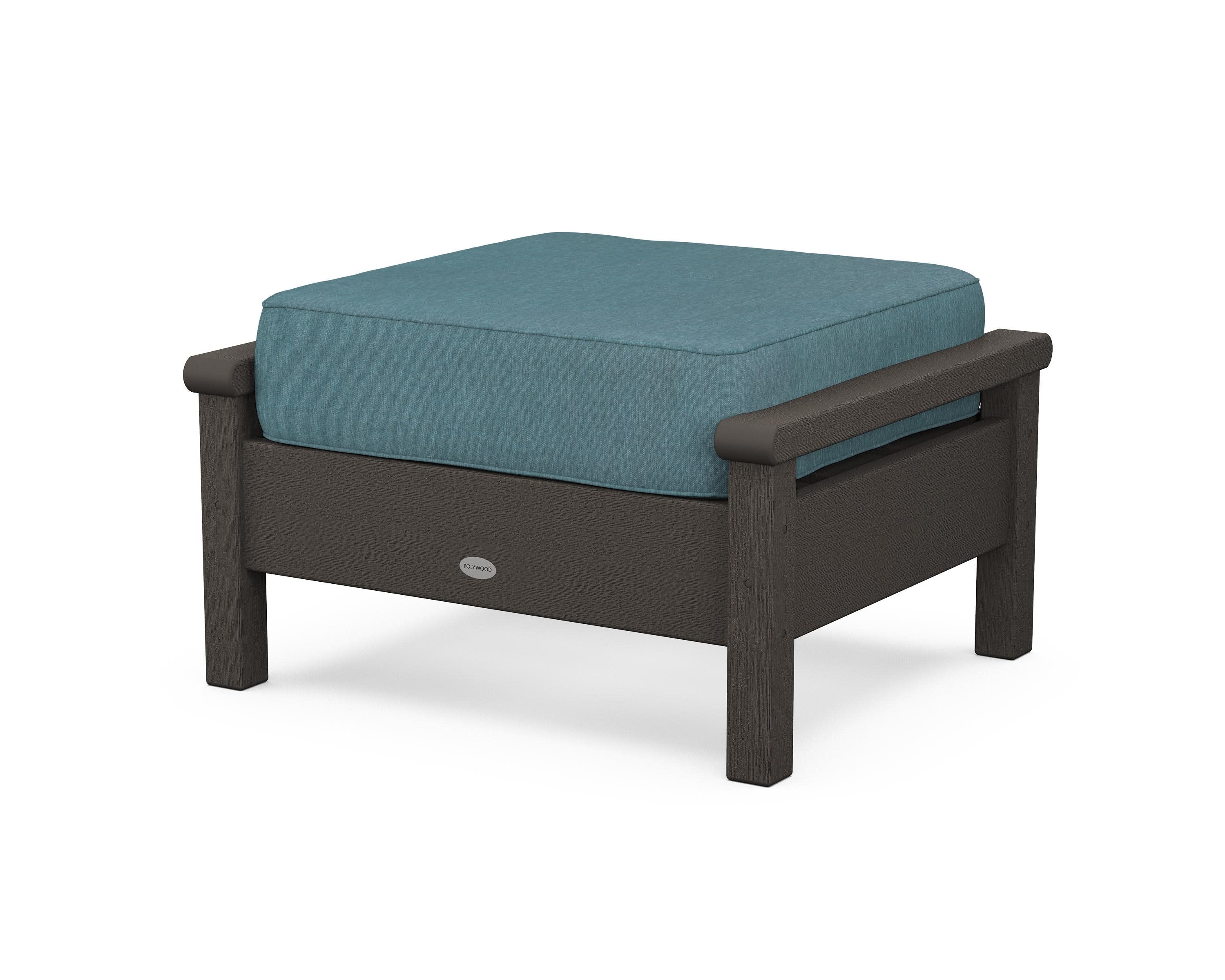 Harbour Deep Seating Ottoman in Vintage Coffee / Ocean Teal
