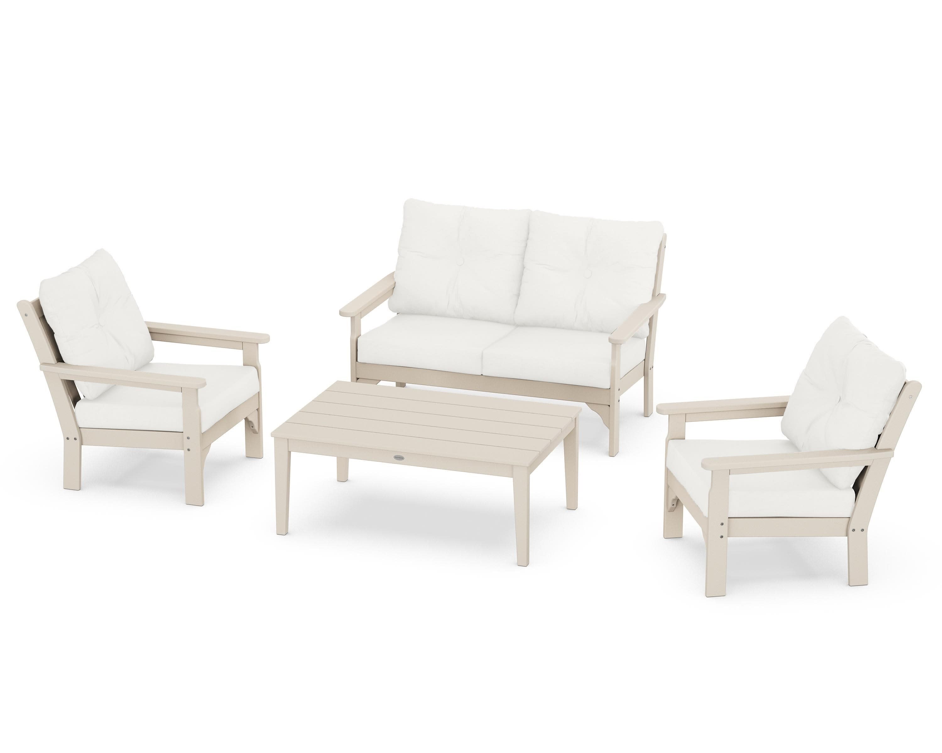 Vineyard 4-Piece Deep Seating Set in Sand / Natural Linen