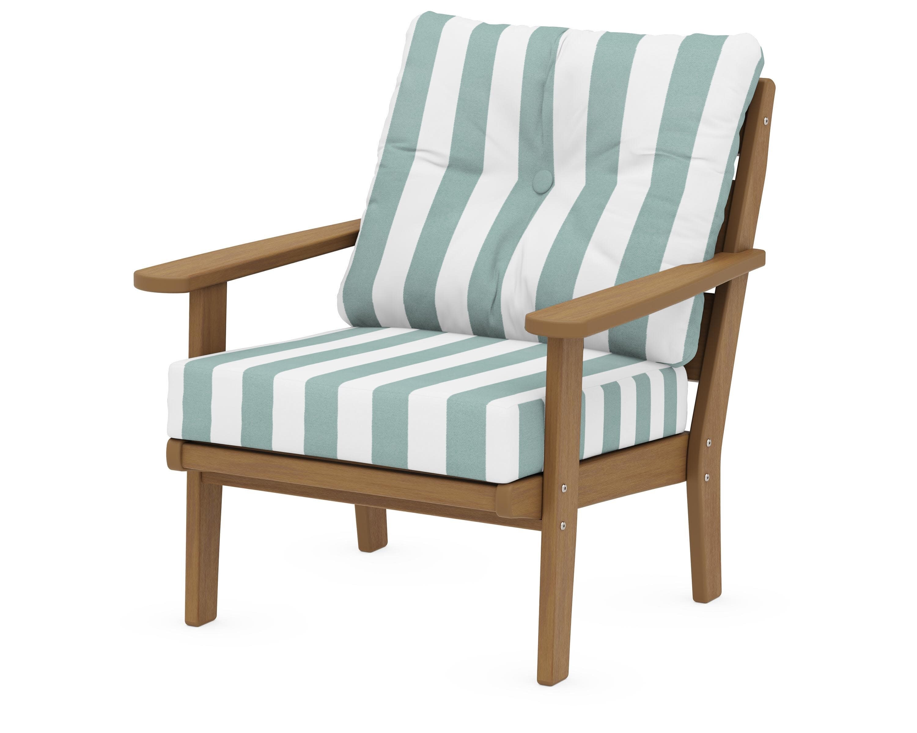 Lakeside Deep Seating Chair in Natural / Cabana Stripe Glacier Spa
