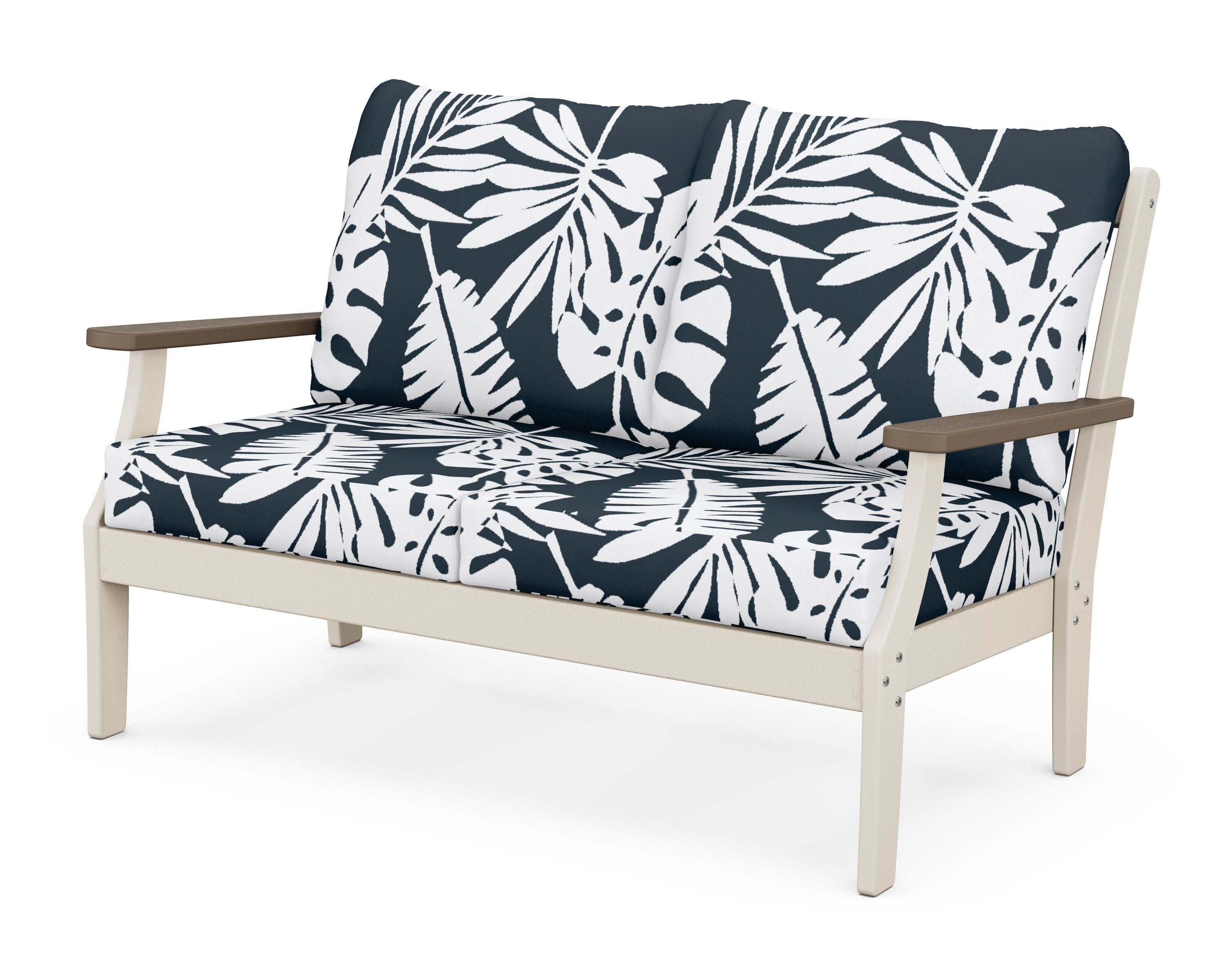 Braxton Deep Seating Loveseat in Sand / Kona / Leaf Marine Indigo