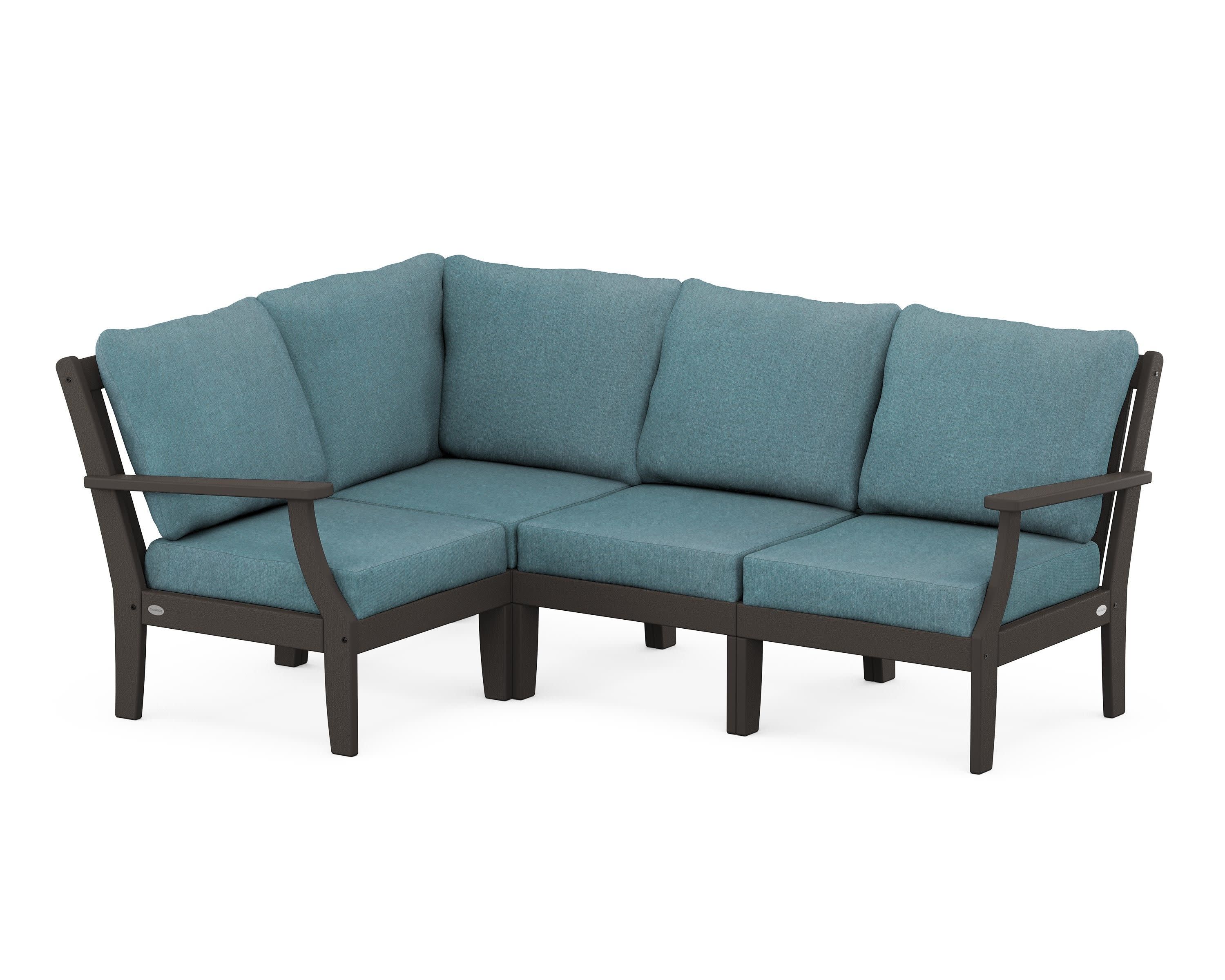 Braxton Modular 4-Piece Deep Seating Set in Vintage Coffee / Ocean Teal