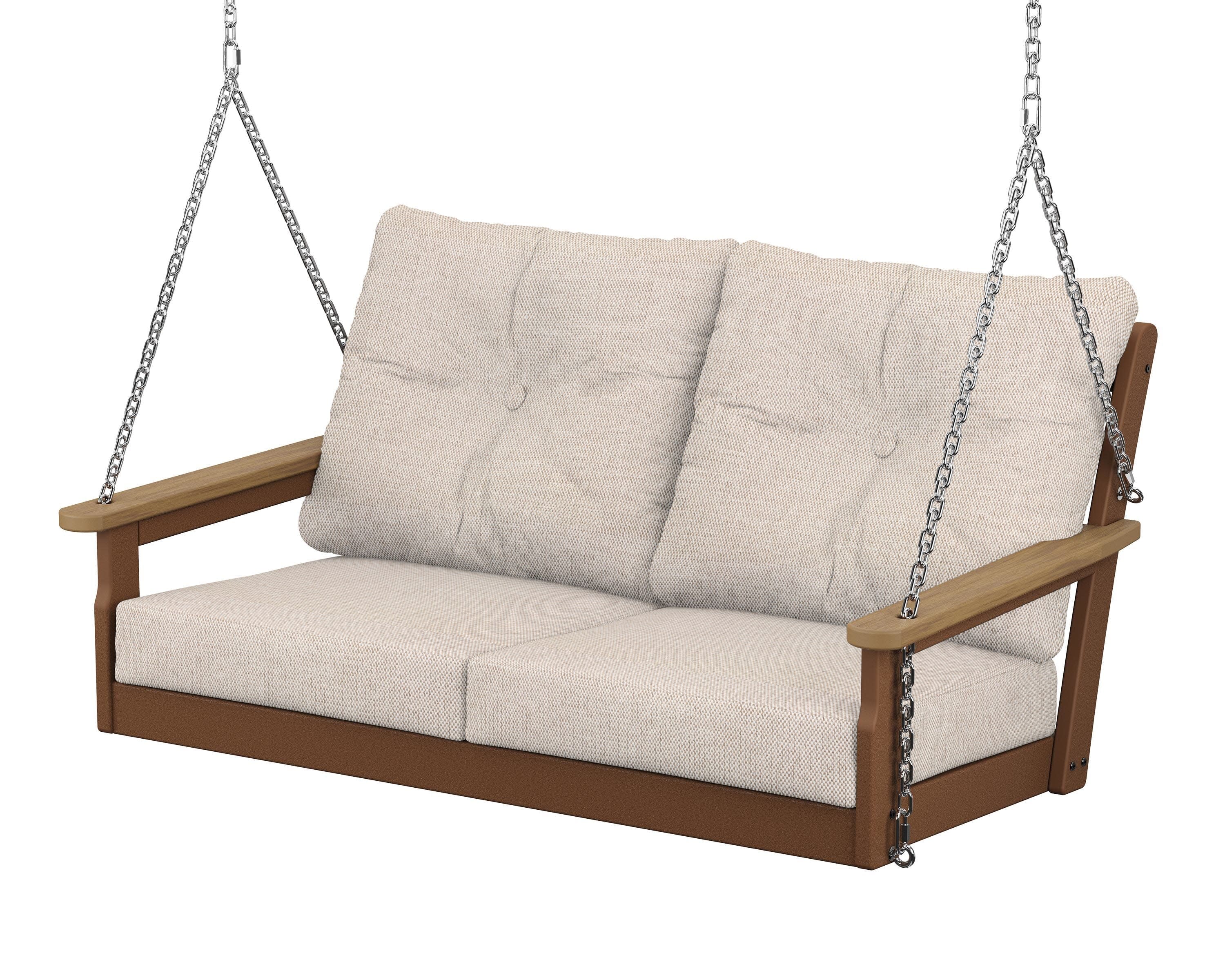Vineyard Deep Seating Swing in Teak / Natural / Blend Linen