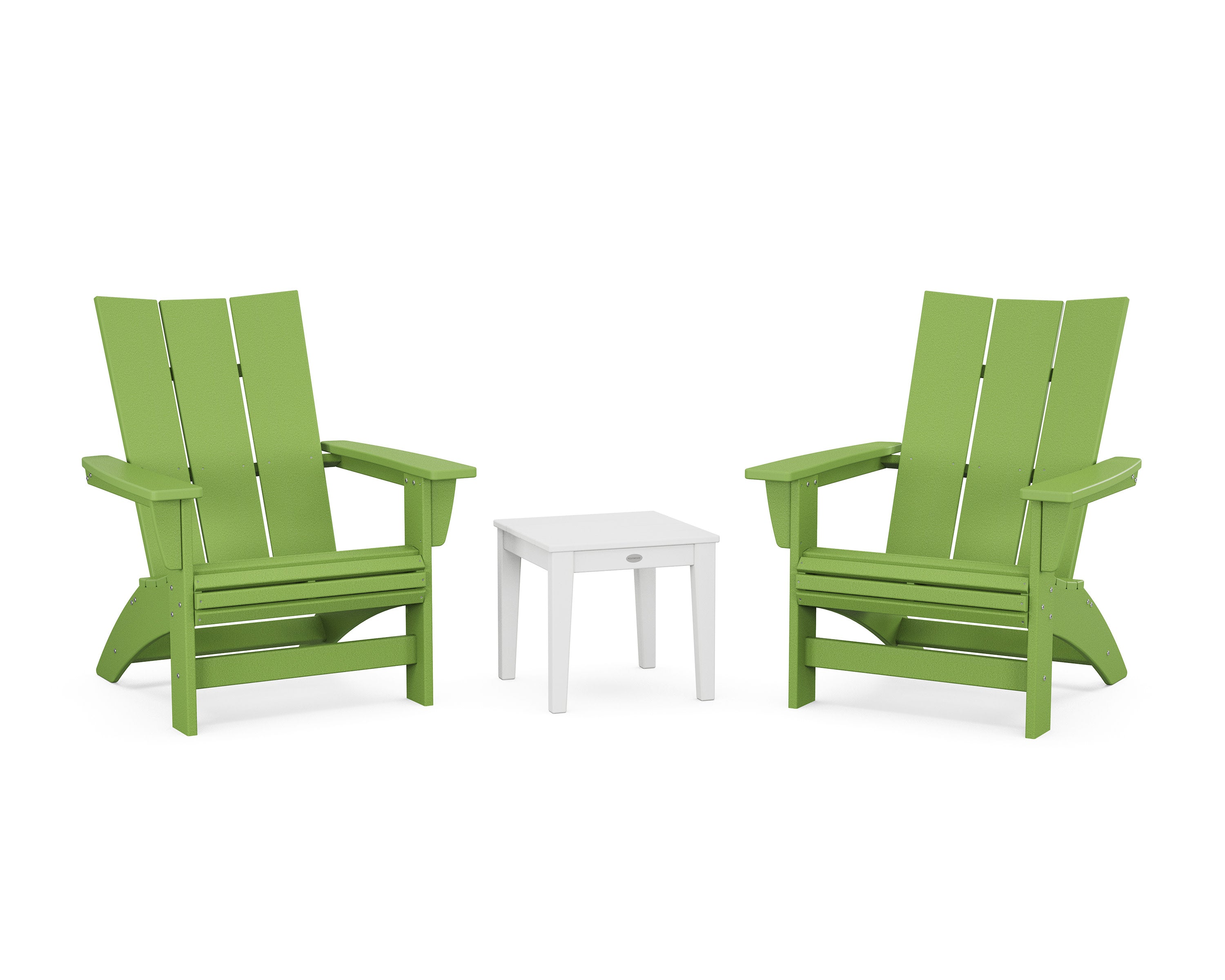 3-Piece Modern Grand Adirondack Set in Lime / White
