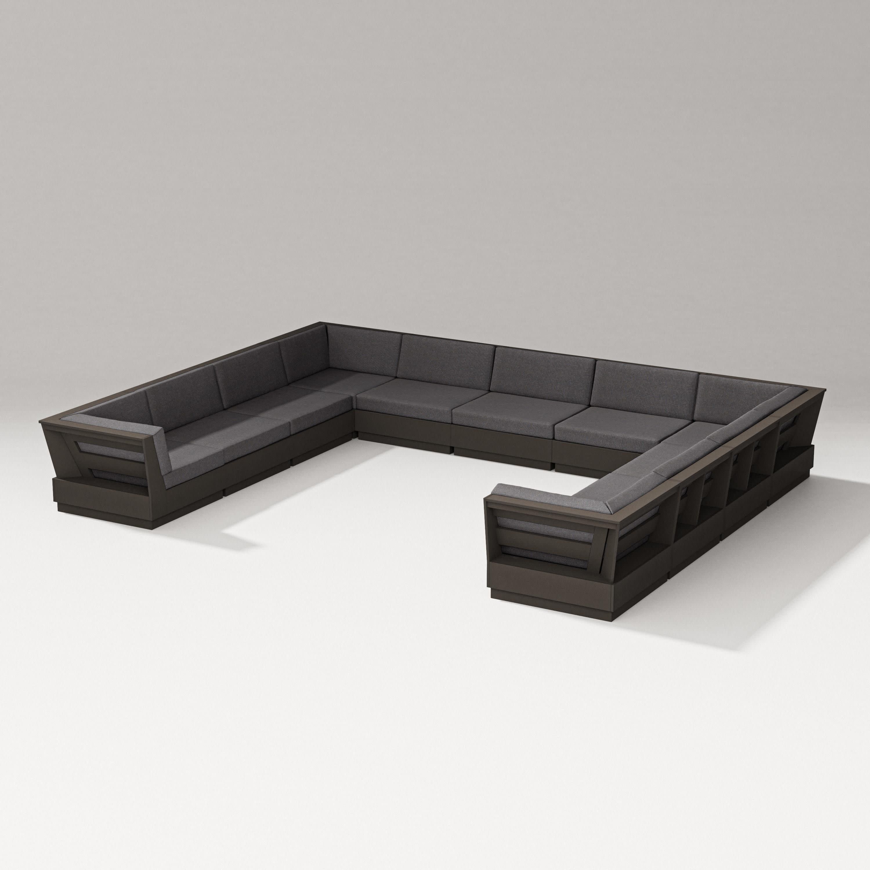 Elevate Large U-Shaped Sectional in Vintage Coffee / Ash Charcoal