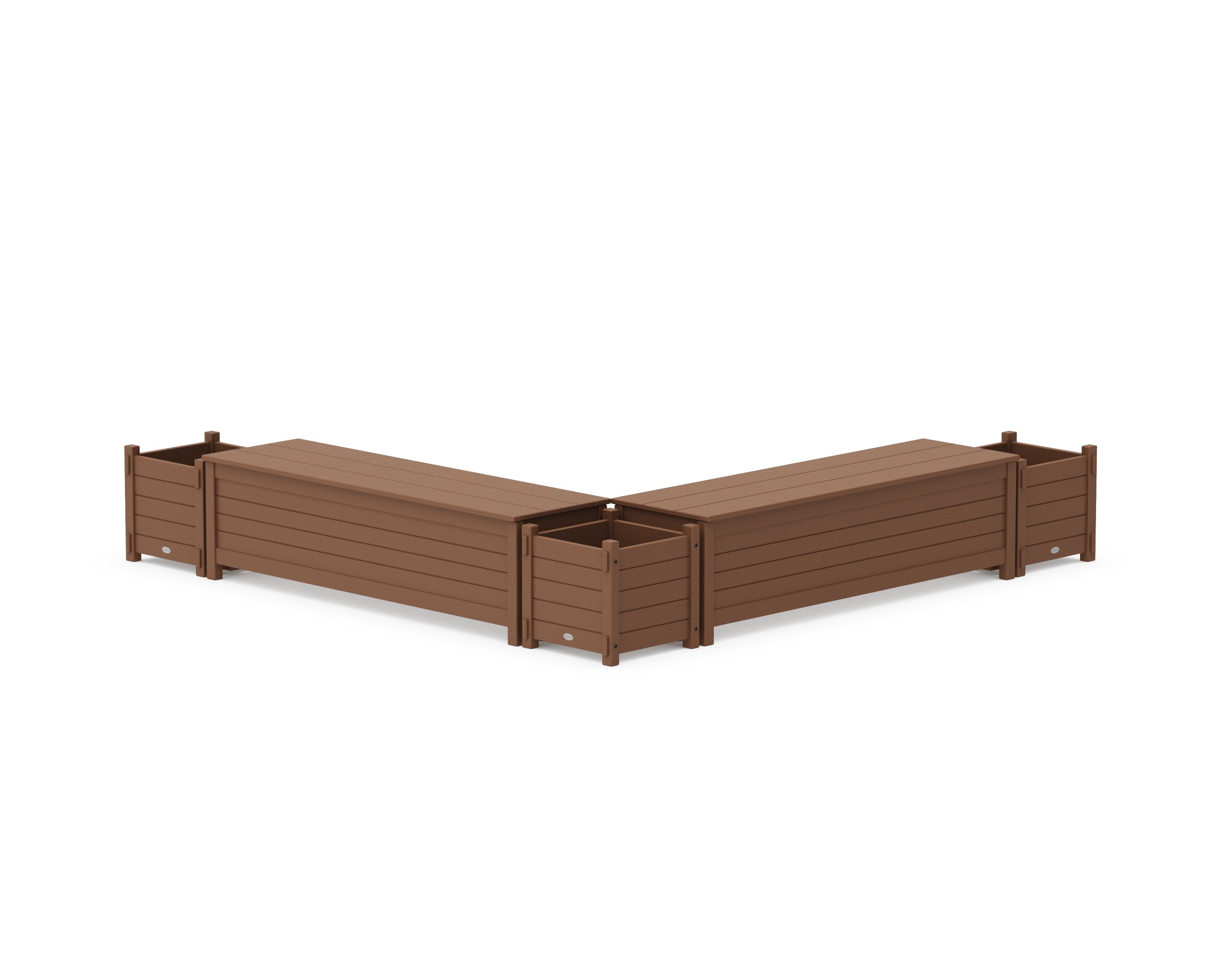 60" Nautical L- Shaped Planter Storage Bench Corner Set in Teak