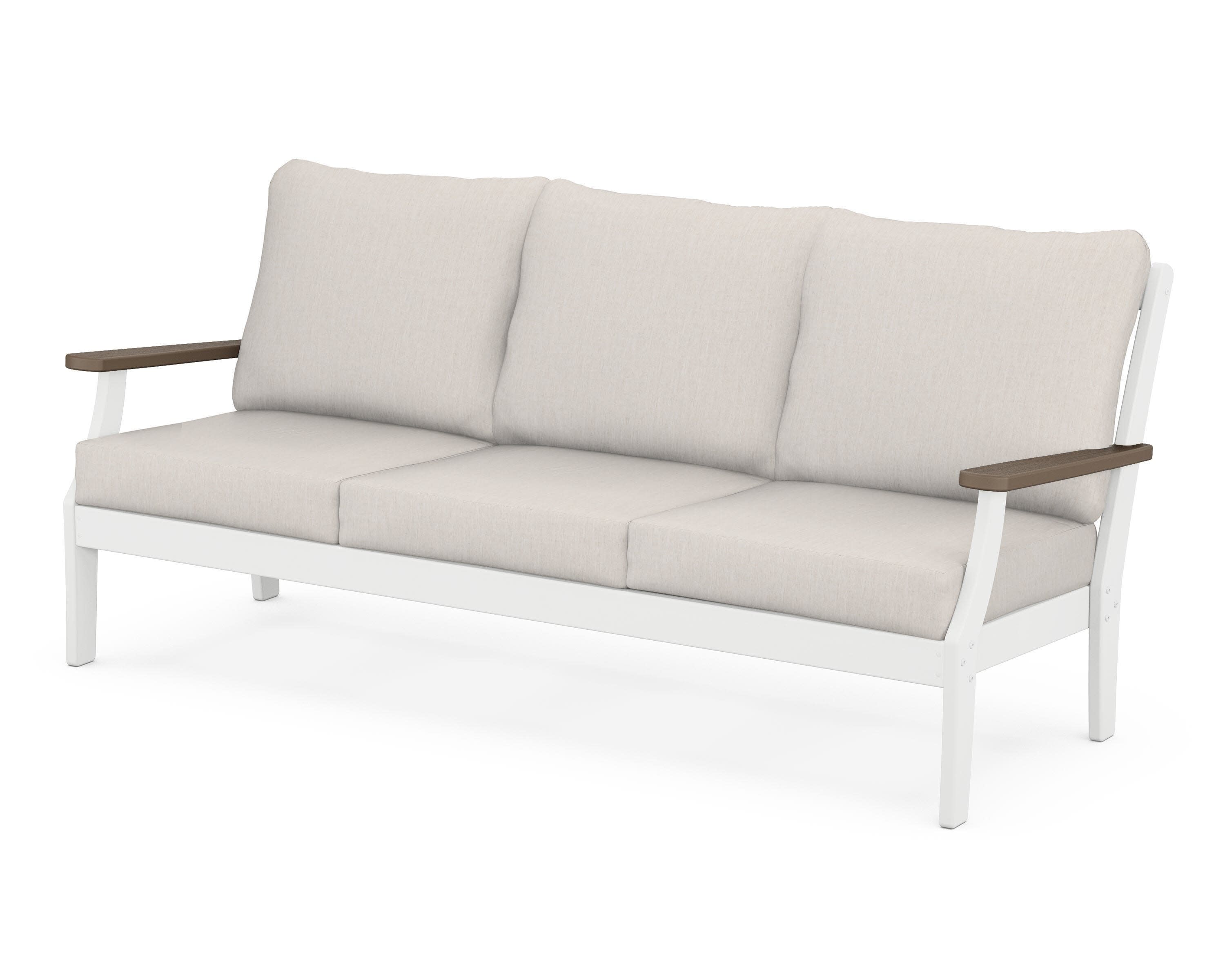 Braxton Deep Seating Sofa in White / Kona / Cast Ash