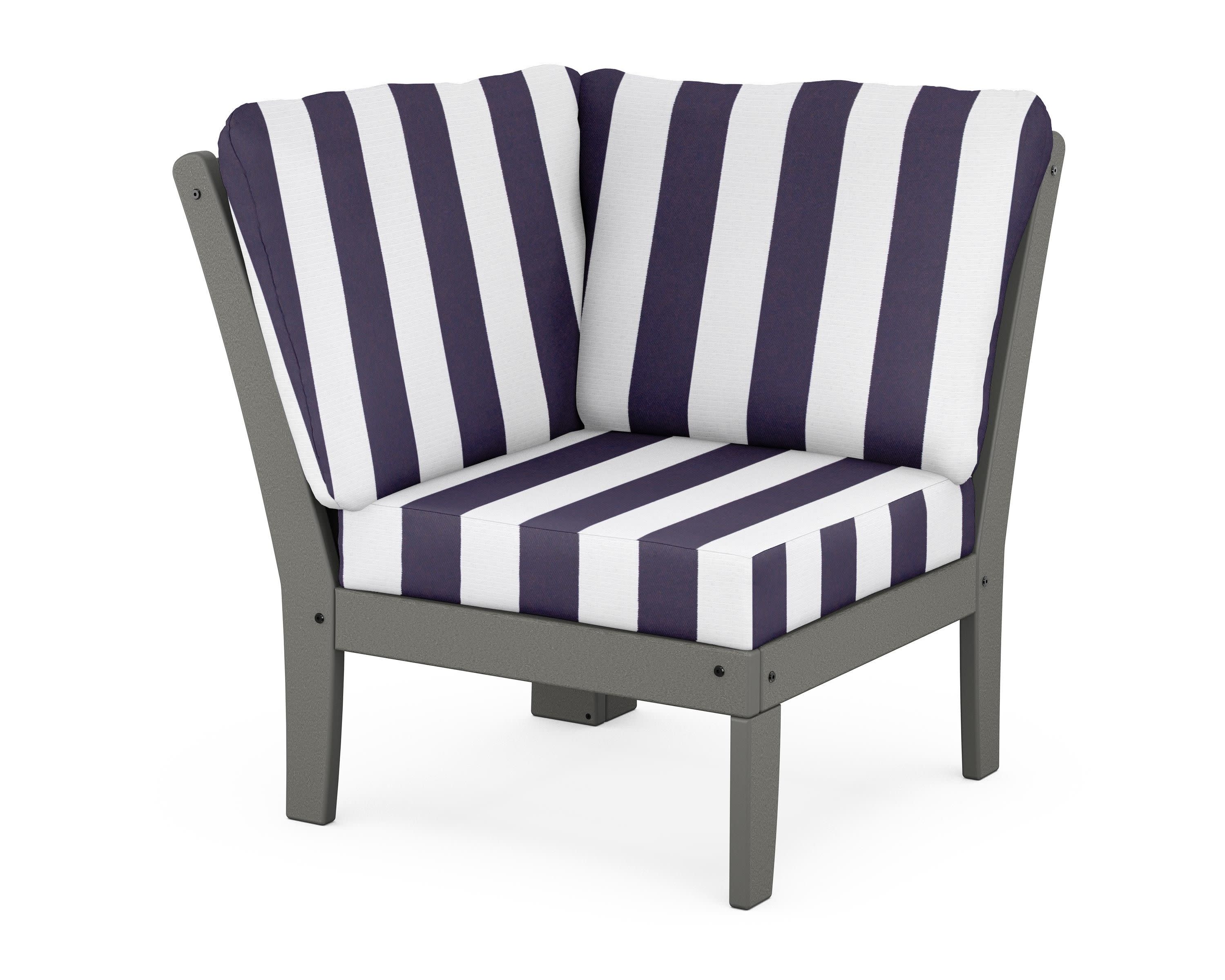 Braxton Modular Corner Chair in Slate Grey / Cabana Stripe Navy