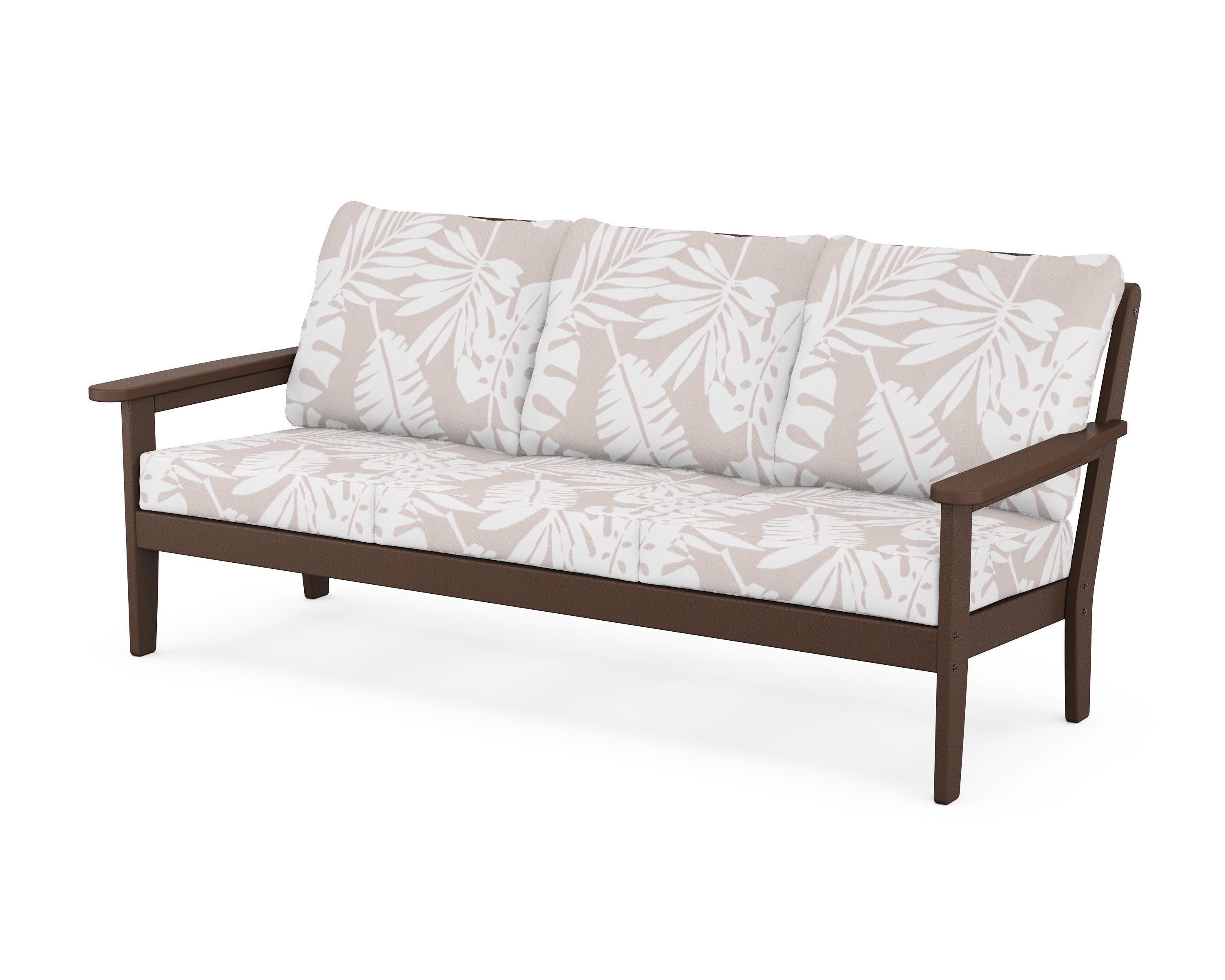 Cottage Deep Seating Sofa in Mahogany / Leaf Dune Burlap