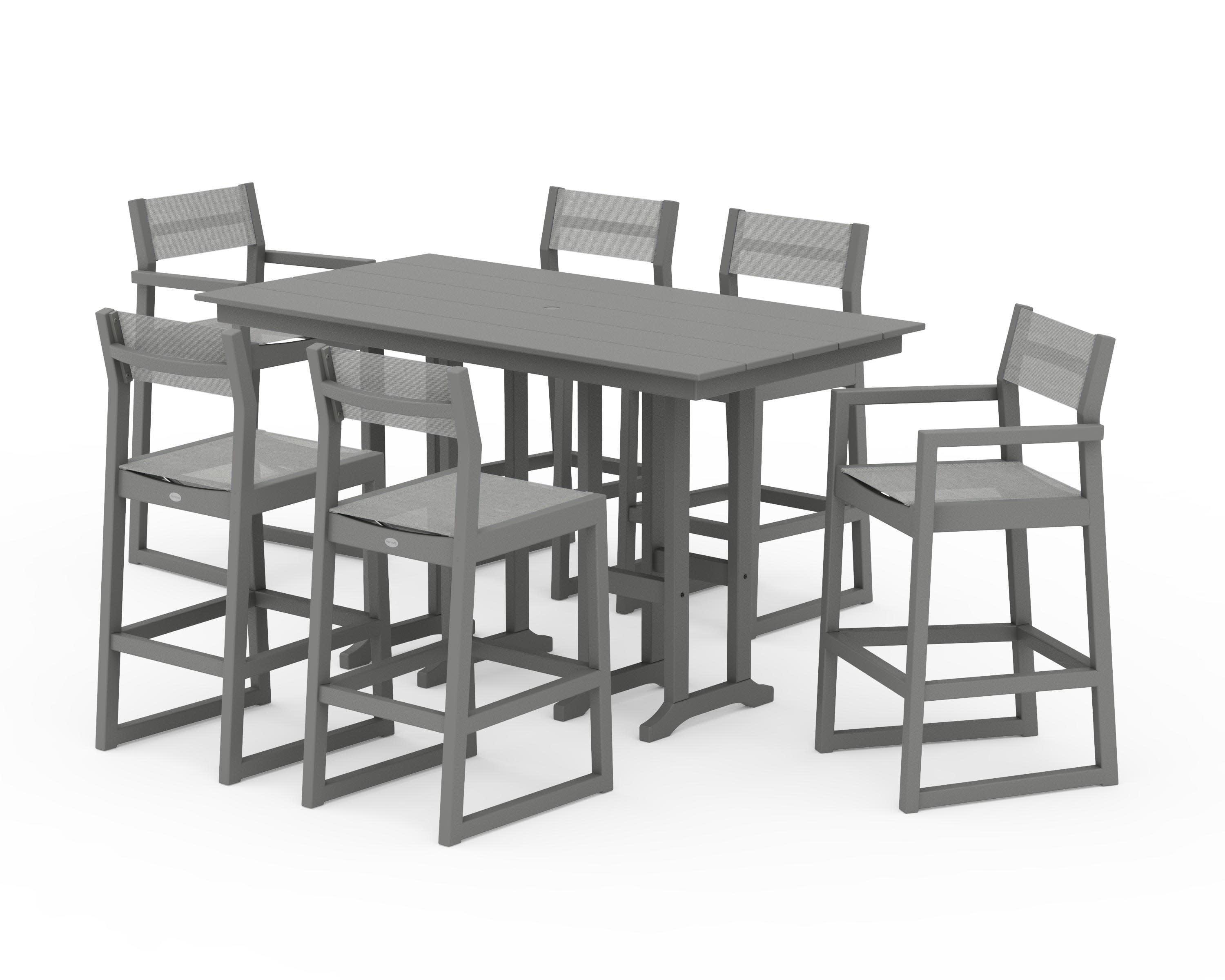 EDGE Sling 7-Piece Farmhouse Bar Set in Slate Grey / Metallic Sling